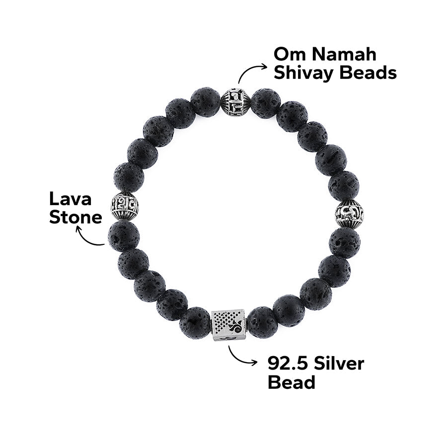 Prinjal Jewellers Lava Stone with Om Namah Shivay Silver Beads Bracelet - view 5