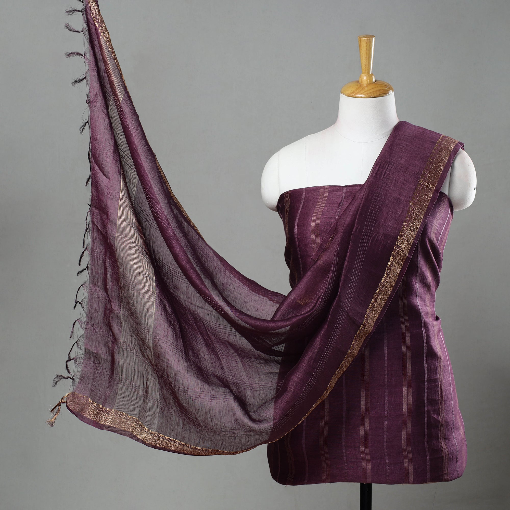 HAVELI CHRONICLES 3pc Linen Silk Handloom Plain Dress Material 06