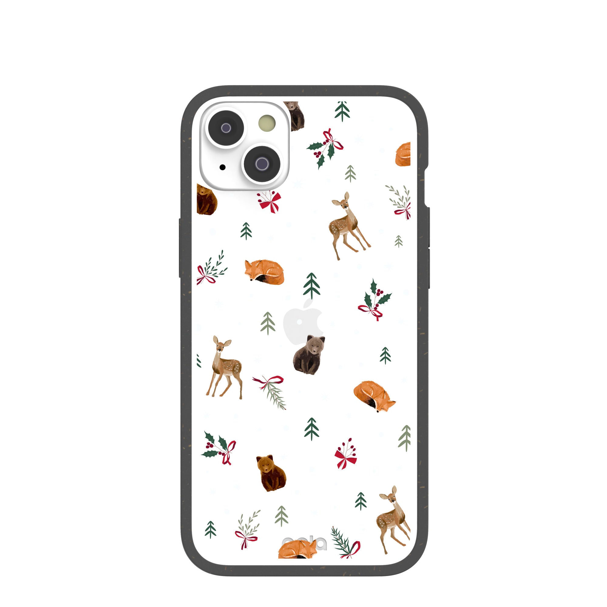 BlackTree Clear Winter Woodland iPhone 14 Plus Case With Black Ridge
