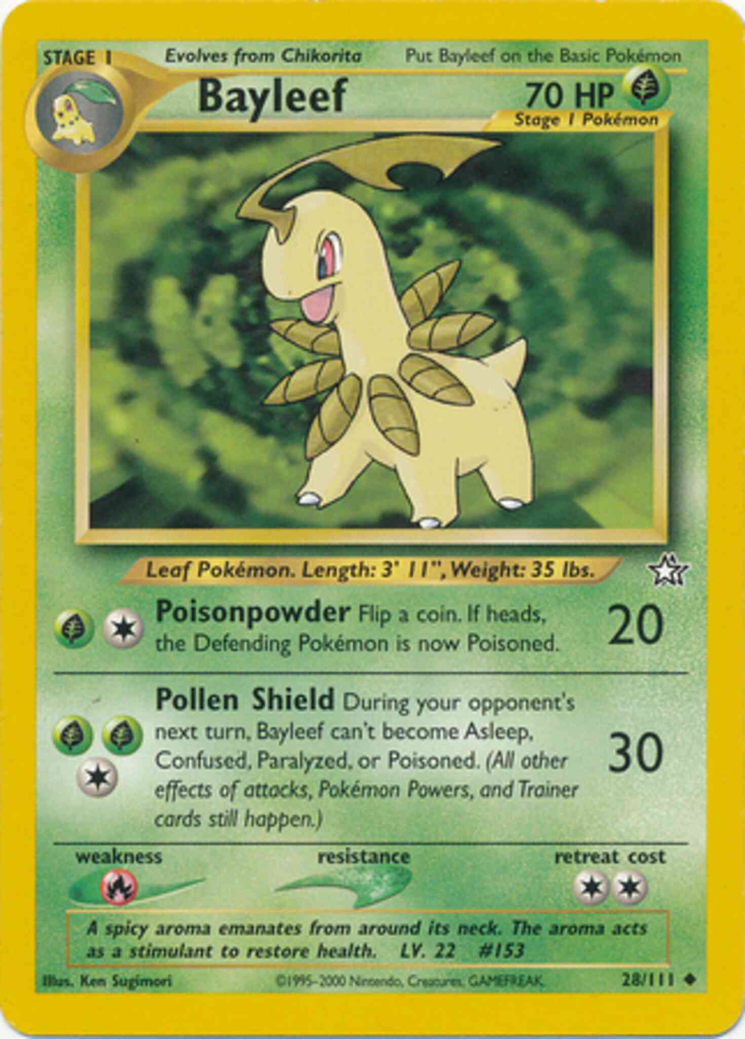 Unlimited neo1u-28 non-holo – Pokémon Bayleef - 28/111 - Uncommon - Unlimited [neo1U-28] [Non-Holo]