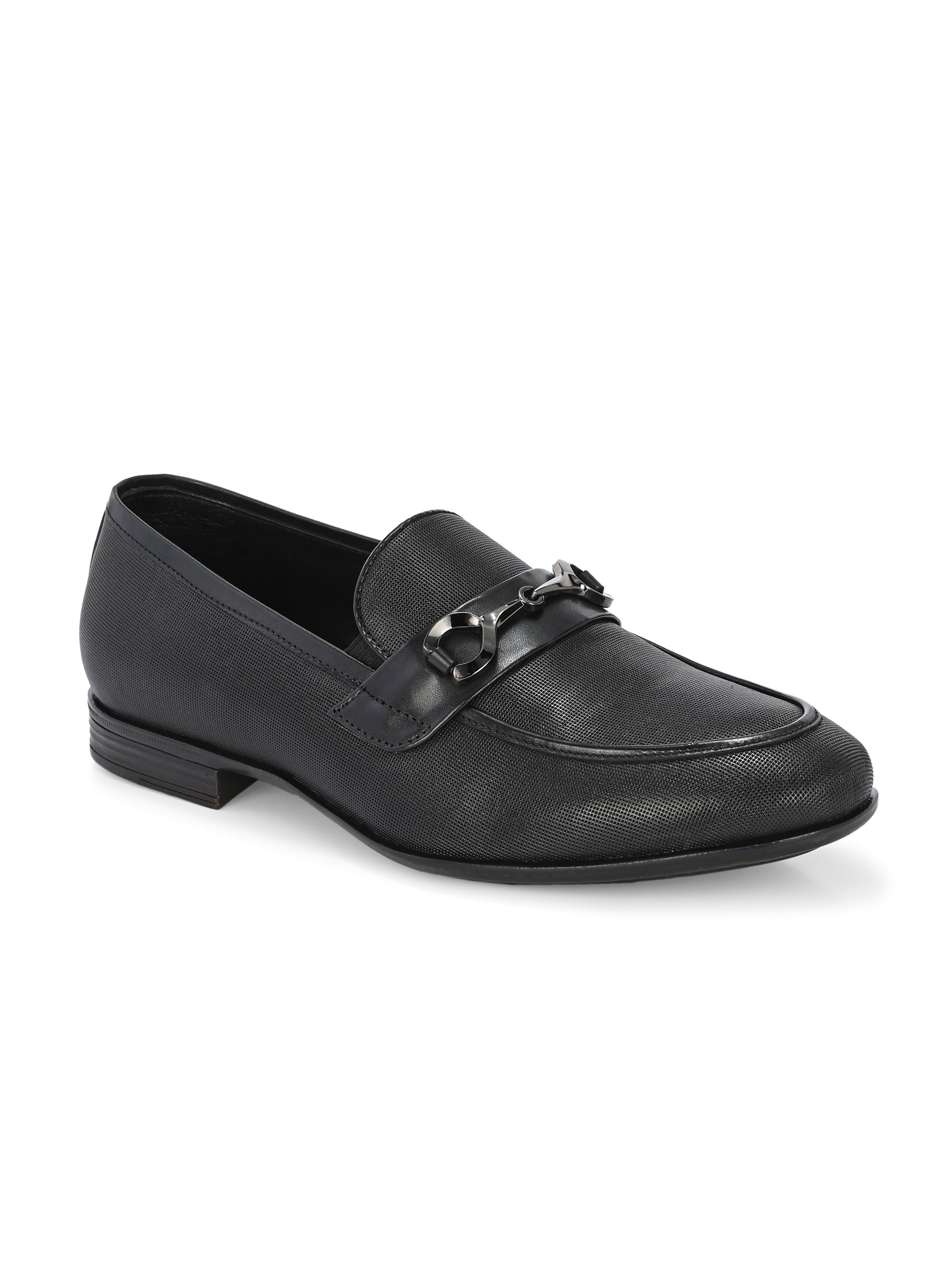 Nova Textured Buckled Loafers by Aspeerio – Black - view 5
