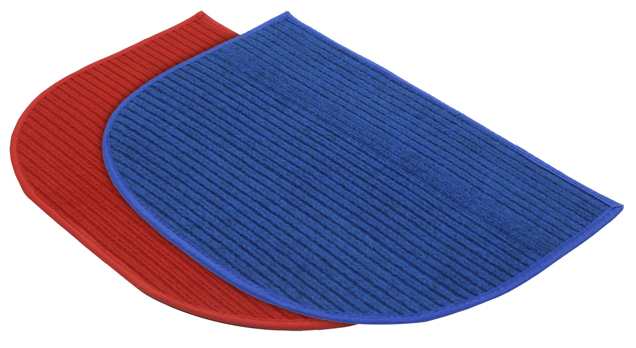 Kuber Industries D-Shape Microfiber Anti Slip 2 Pieces Door Mat (14'' x 23'', Red & Blue)-KUBMART12190