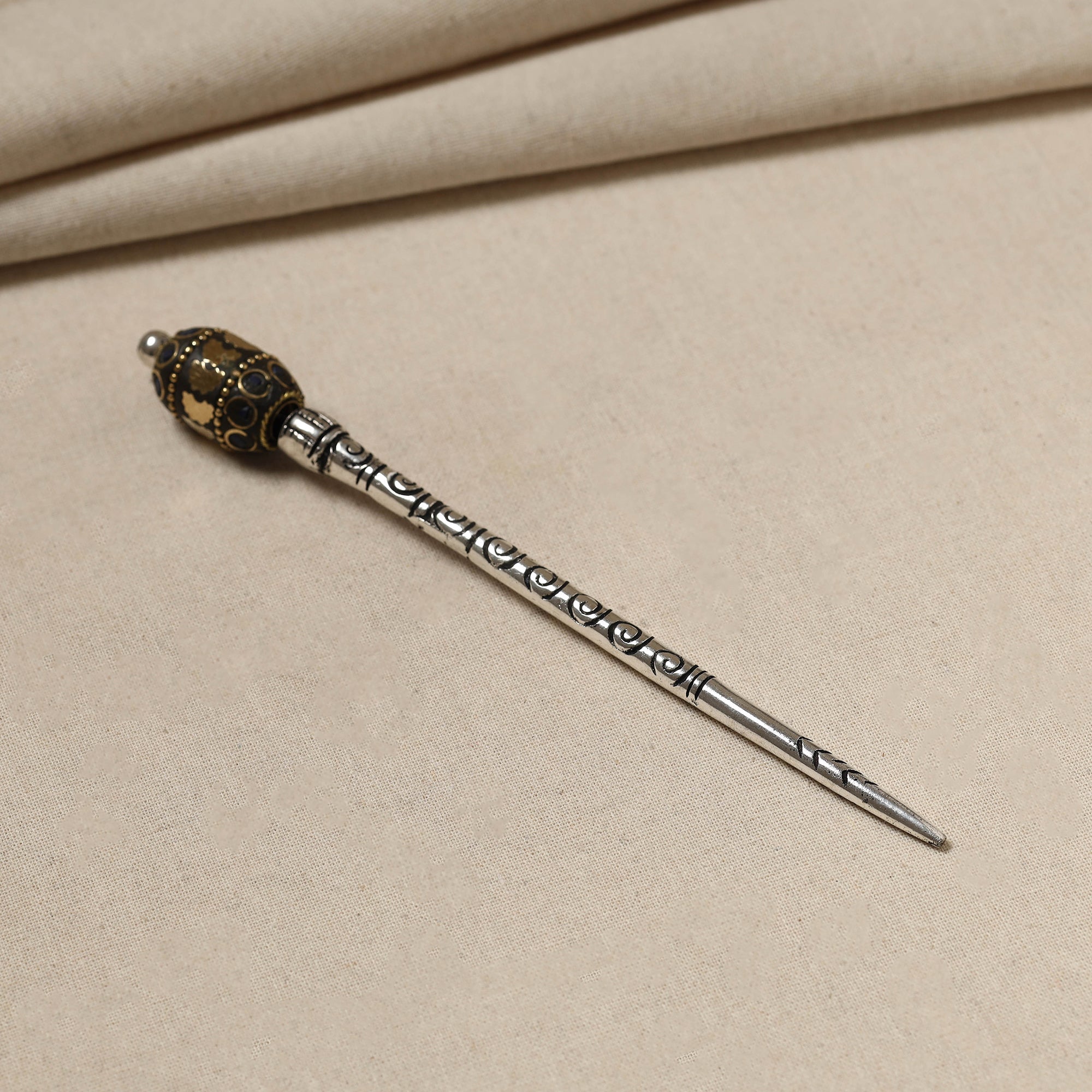 WHITE RIVER STORIES Antique Finish Oxidised German Silver Juda Stick