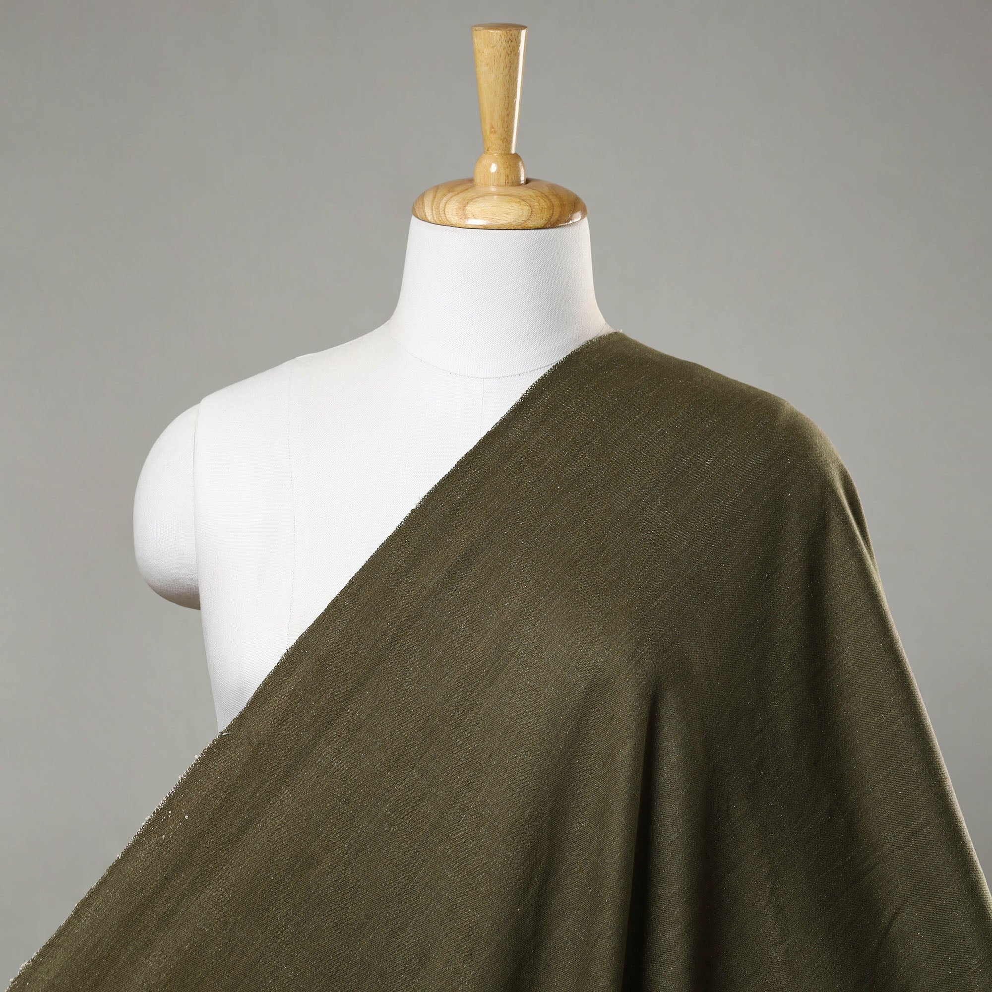 SOUTH KARGHA Green - 2/40 Twill Cotton Handspun Handloom Natural Dyed Plain Fabric 14