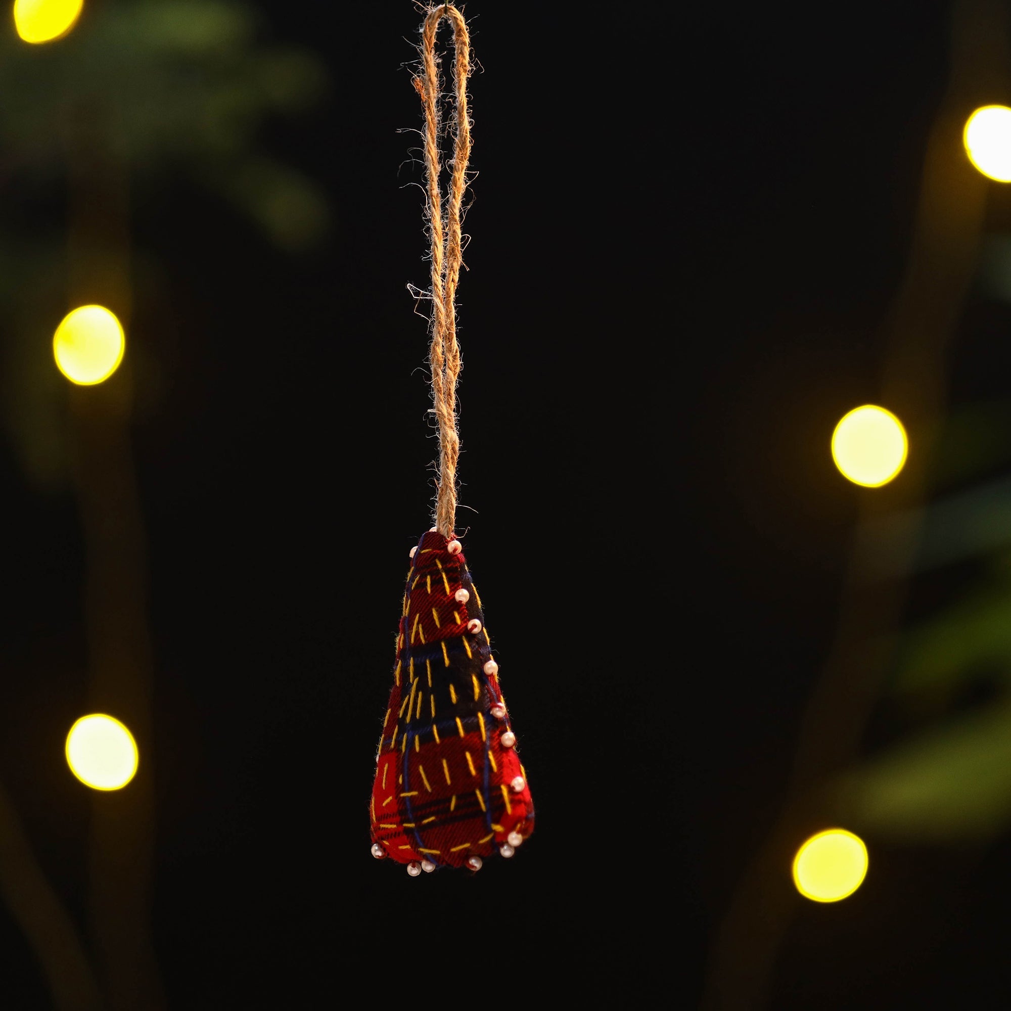 Upcycled thread beadwork – JAN SANDESH Bell - Upcycled Thread & Beadwork X-Mas Decor Hanging 16