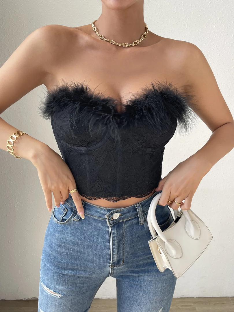 Alamode By Akanksha Helix Fur Bustier Top – Multi
