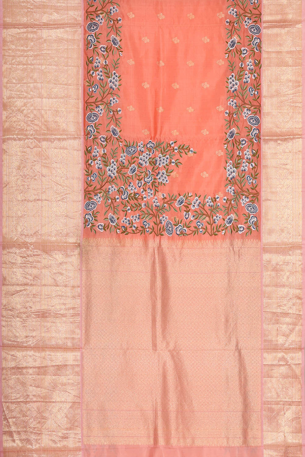 Kalanjali Kanchi Kora Peach Brocade Saree – Women's - view 3