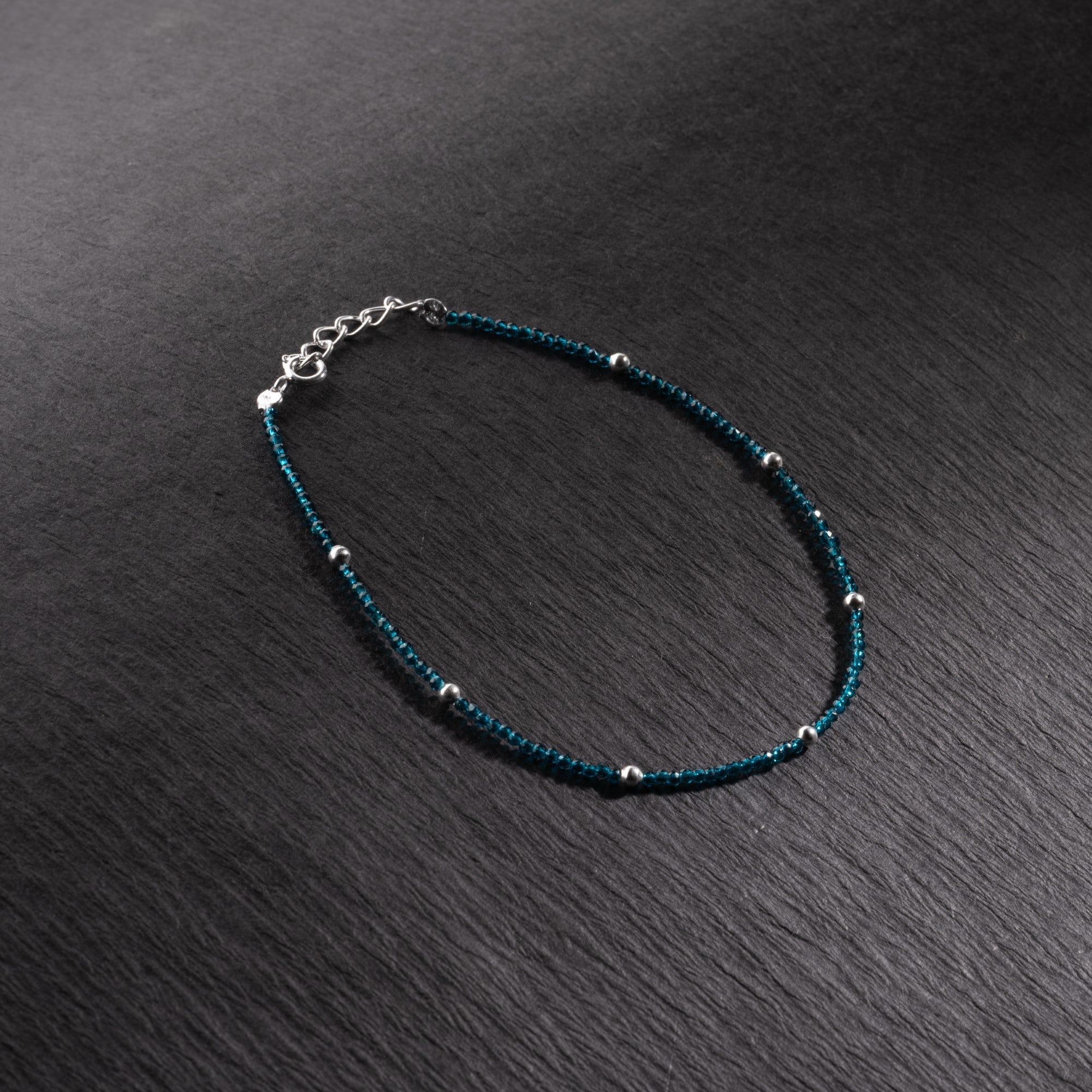 Prinjal Jewellers Real Silver and teal beads anklets for women