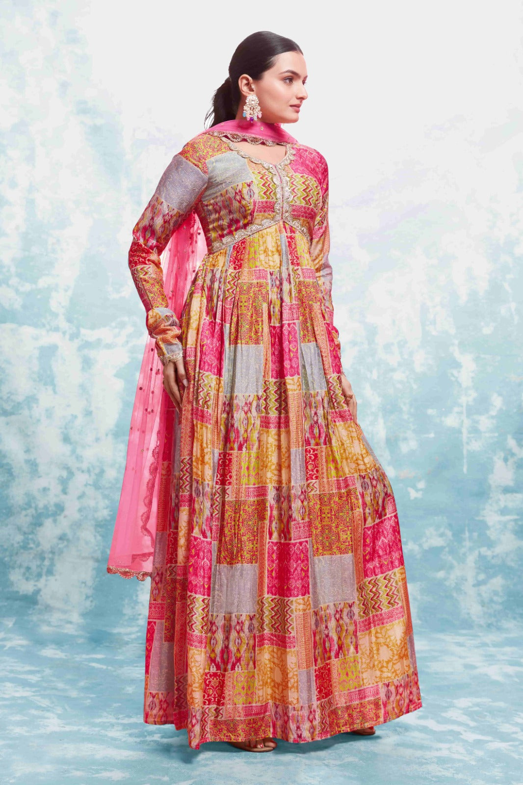 ClothsVilla Multi-Color Muslin Printed & Embroidered Suit Set | Fully Stitched & Ready to Wear - view 4
