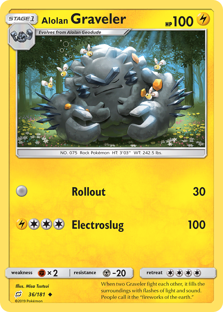 Uncommon sm9-36 reverse – Pokémon Alolan Graveler - 36/181 - Uncommon [sm9-36] [Reverse Holo] - Alolan Graveler - 36/181 - Uncommon