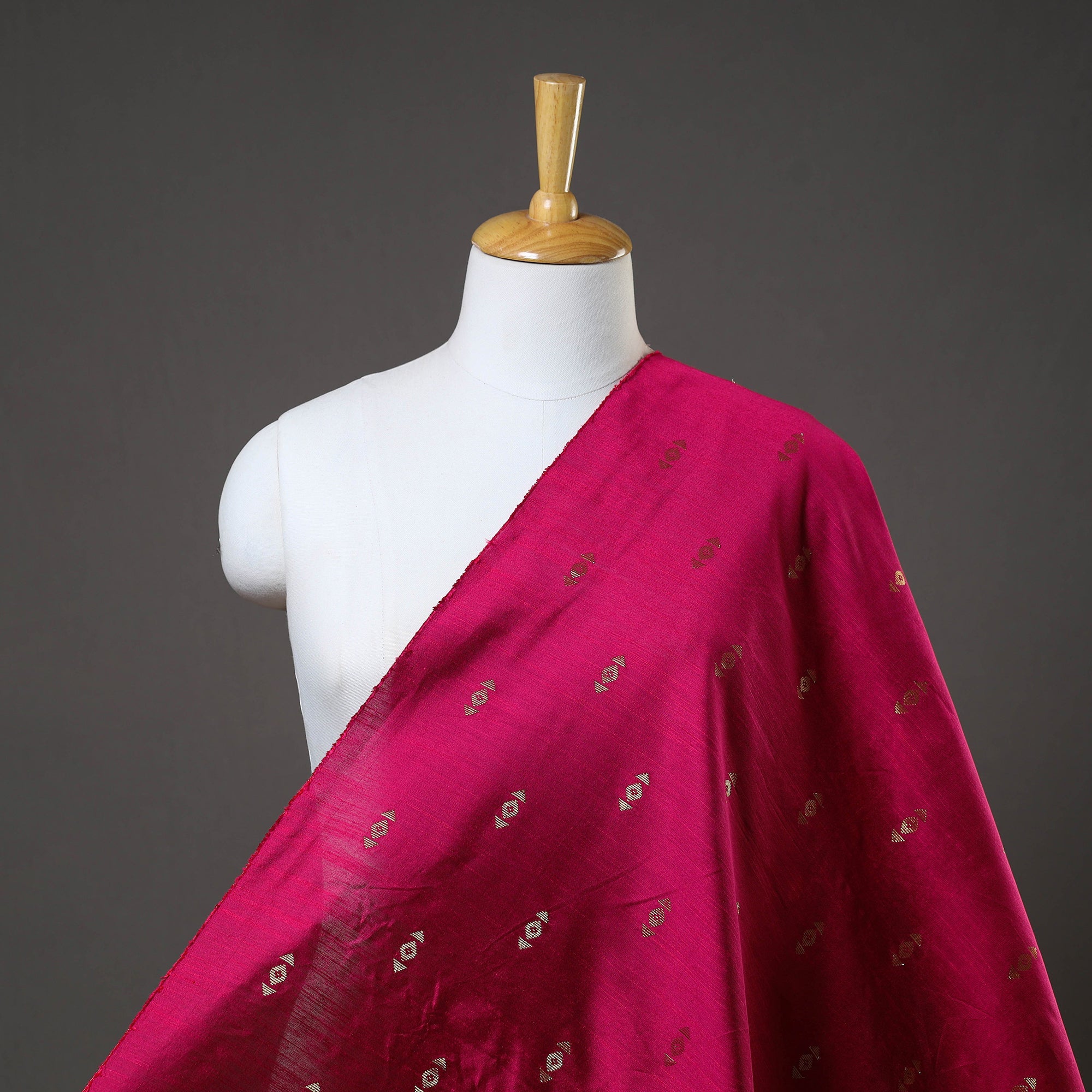 ITOKRI CRAFTS INITIATIVE Pink - Zari Buti Spun Dupion Viscose Silk Plain Fabric 09