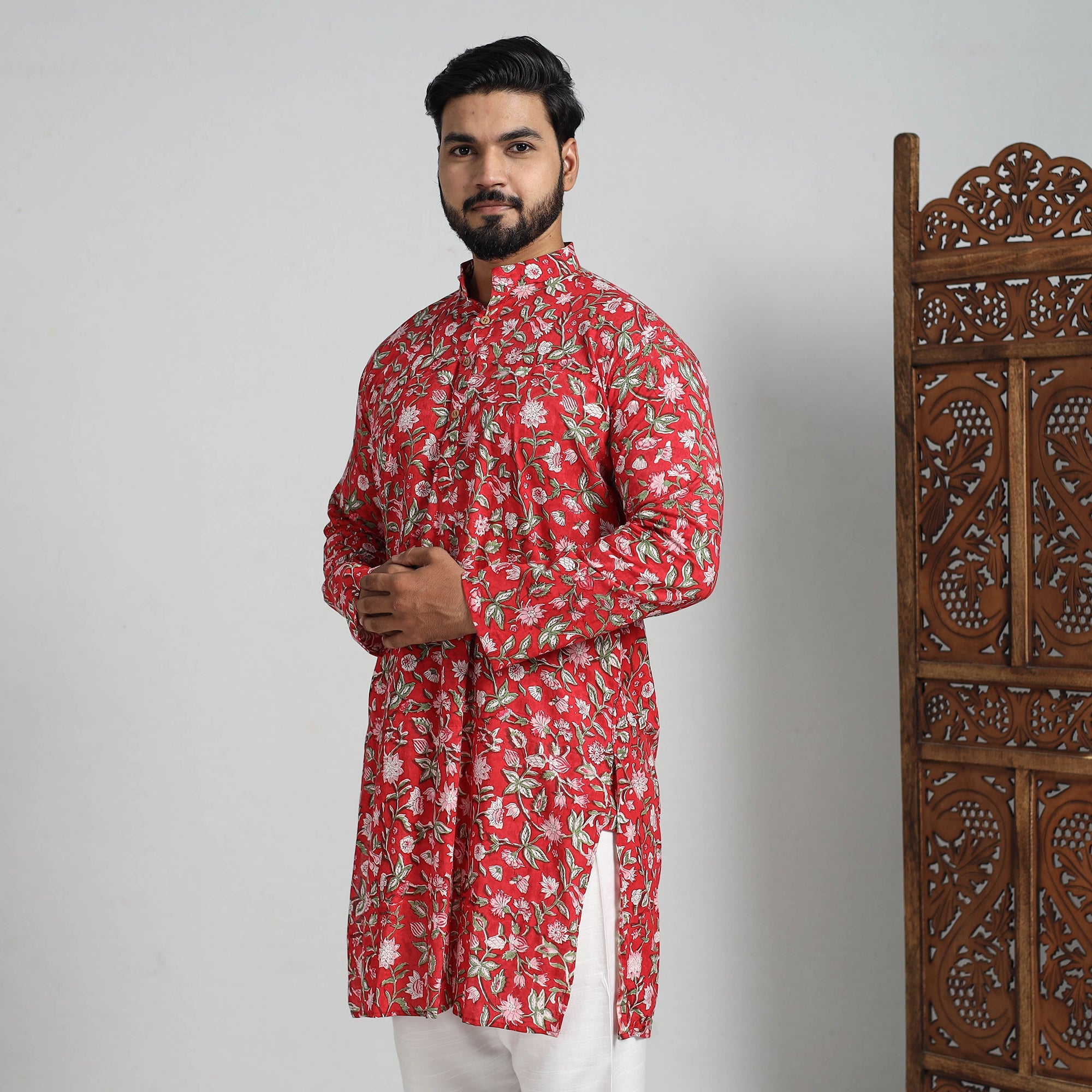 ITOKRI CASUALS Block Print Cotton Sanganeri Kurta for Men (Long) 12 - view 4