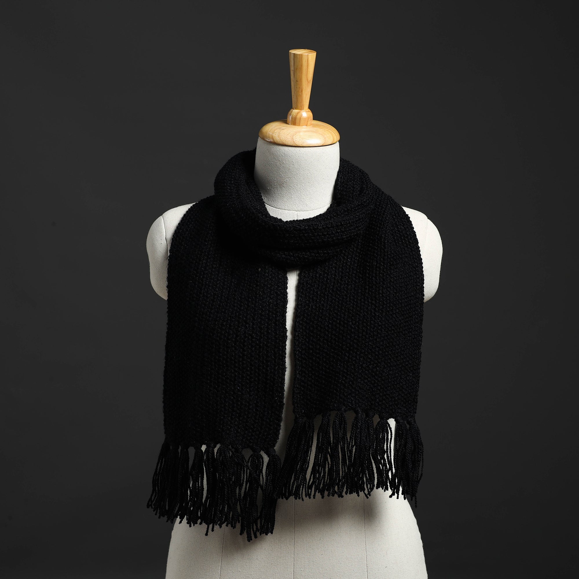 KILMORA Black - Kumaun Hand Knitted Woolen Muffler 69