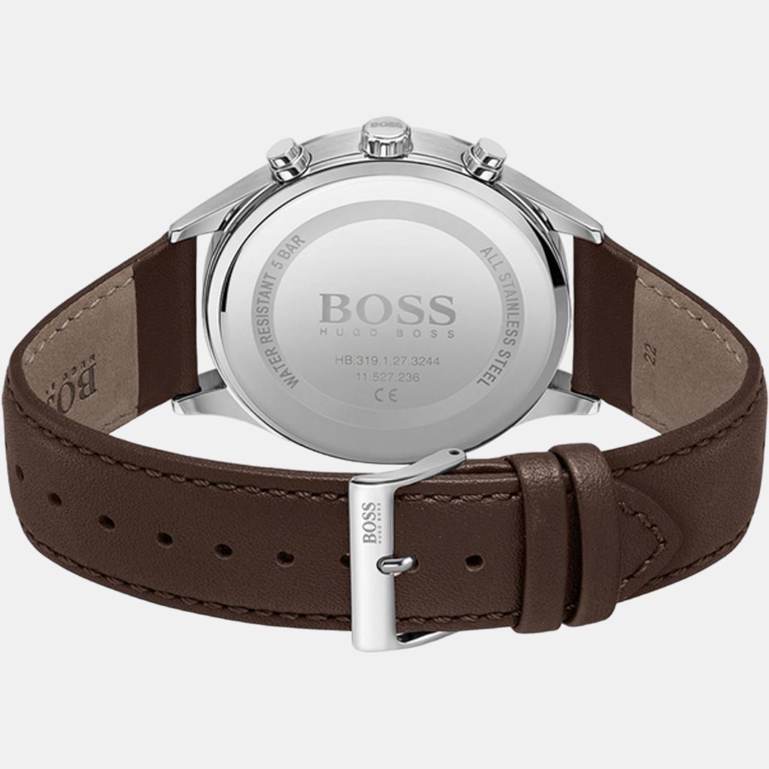 Boss Gallant Men Quartz Silver Dial Chronograph Leather Watch 1513889 - view 2