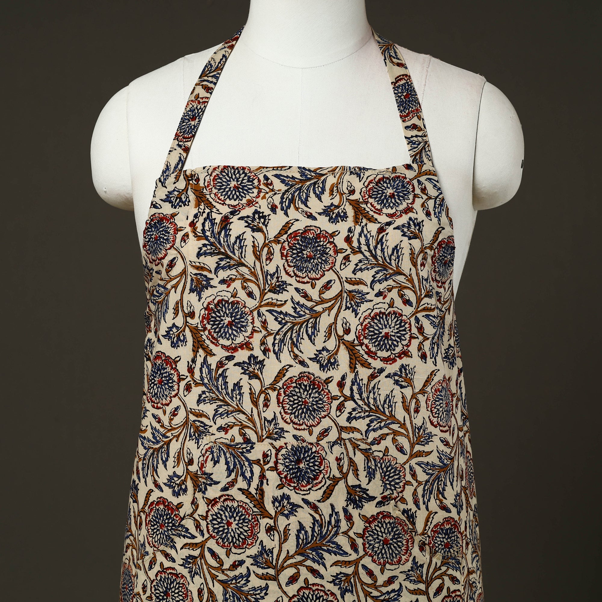JALPARI Beige - Bagru Block Print Cotton Apron with Pocket 16 - view 3