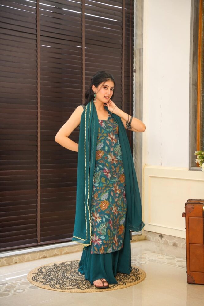 Idaho-o Kendall organza kurta-palazzo set - view 2