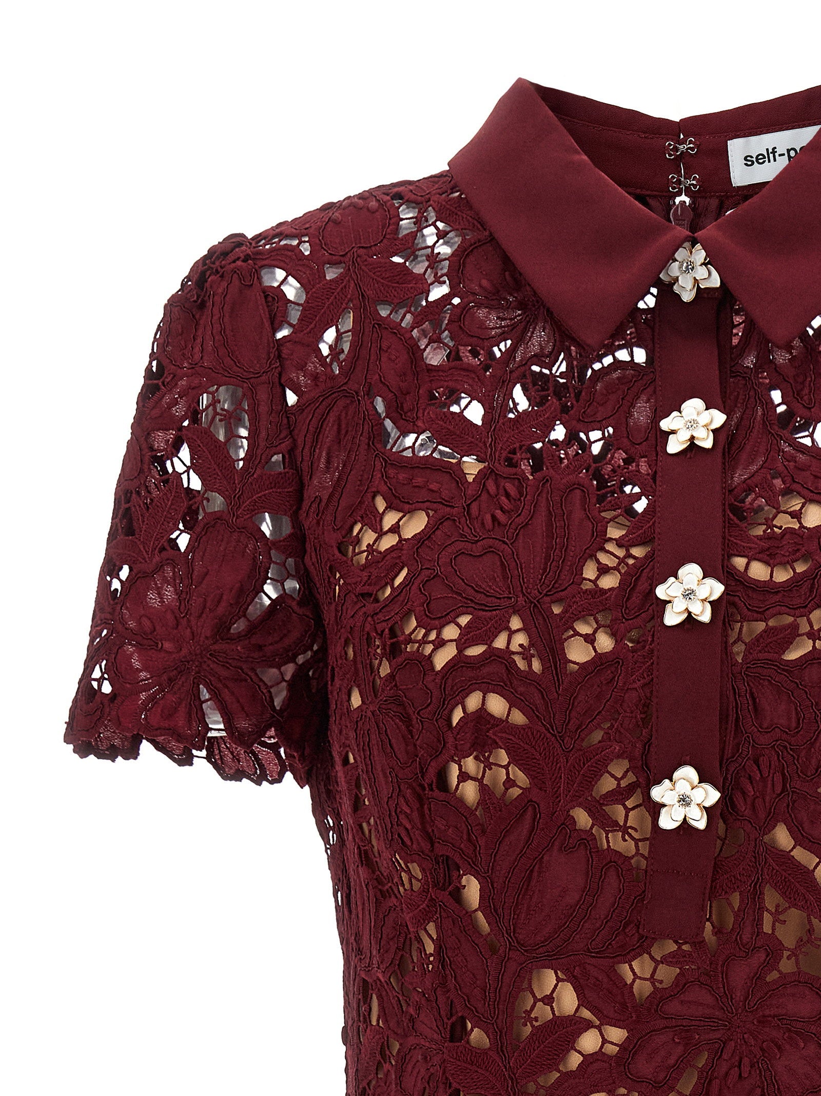 Self-Portrait Burgundy Lace Mini Dress – 100% polyester - view 3