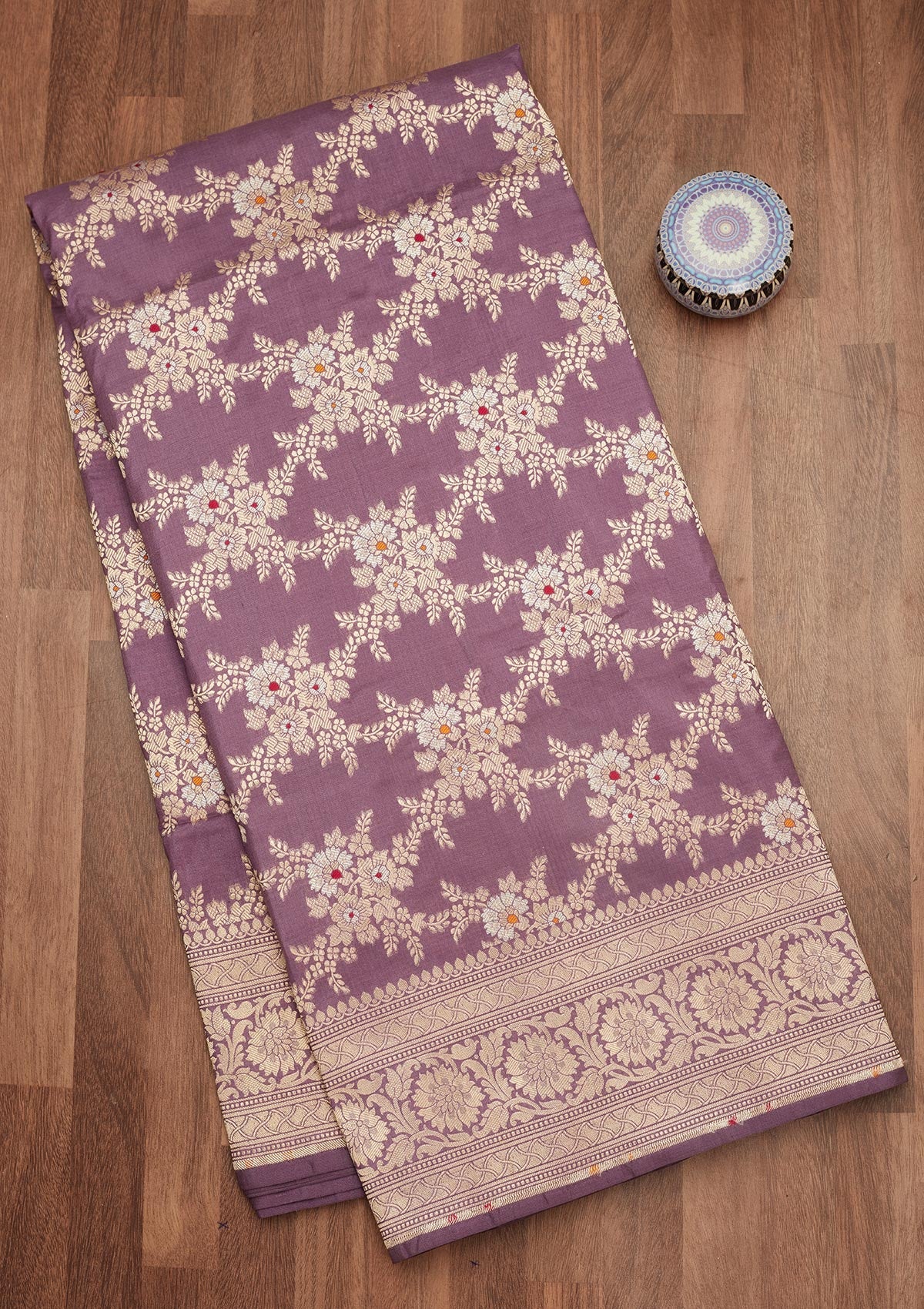 Koskii Lavender Zariwork Pure Silk Saree – Women's