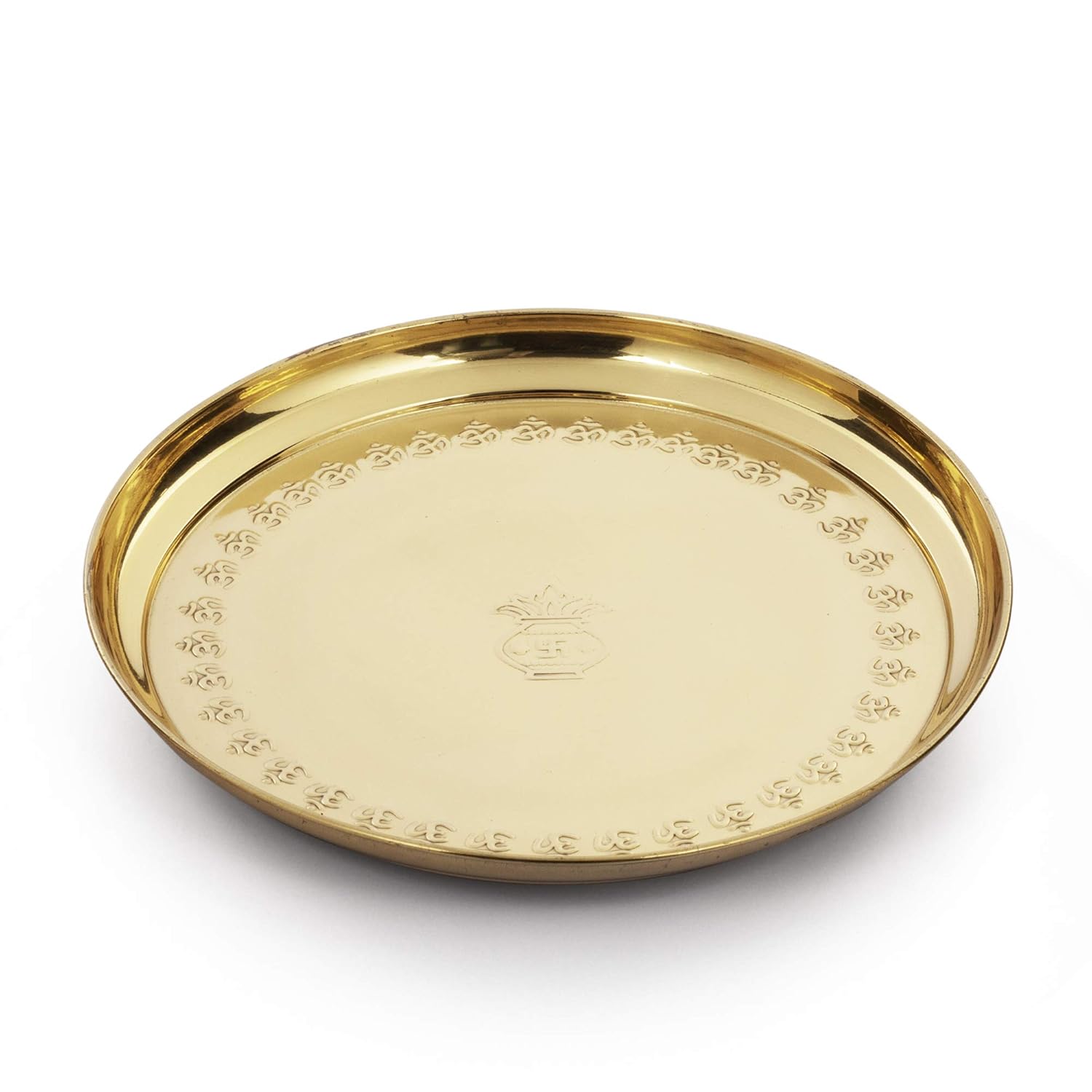 Borosil Brass Puja Thali Set | Aarti Thali for Mandir | Pooja Thali with Diya, Aggarbati Stand, Spoon, Glass, Bowl, and Bell | Decorative Puja Plate | - view 3
