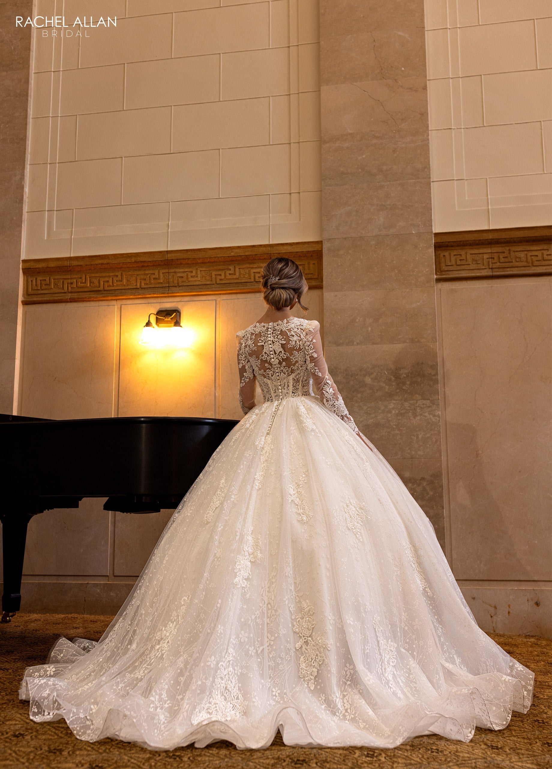 Mary's Bridal Ball Gowns Collection Applique Long Sleeve Bridal Gown by Rachel Allan RB6172 - view 2
