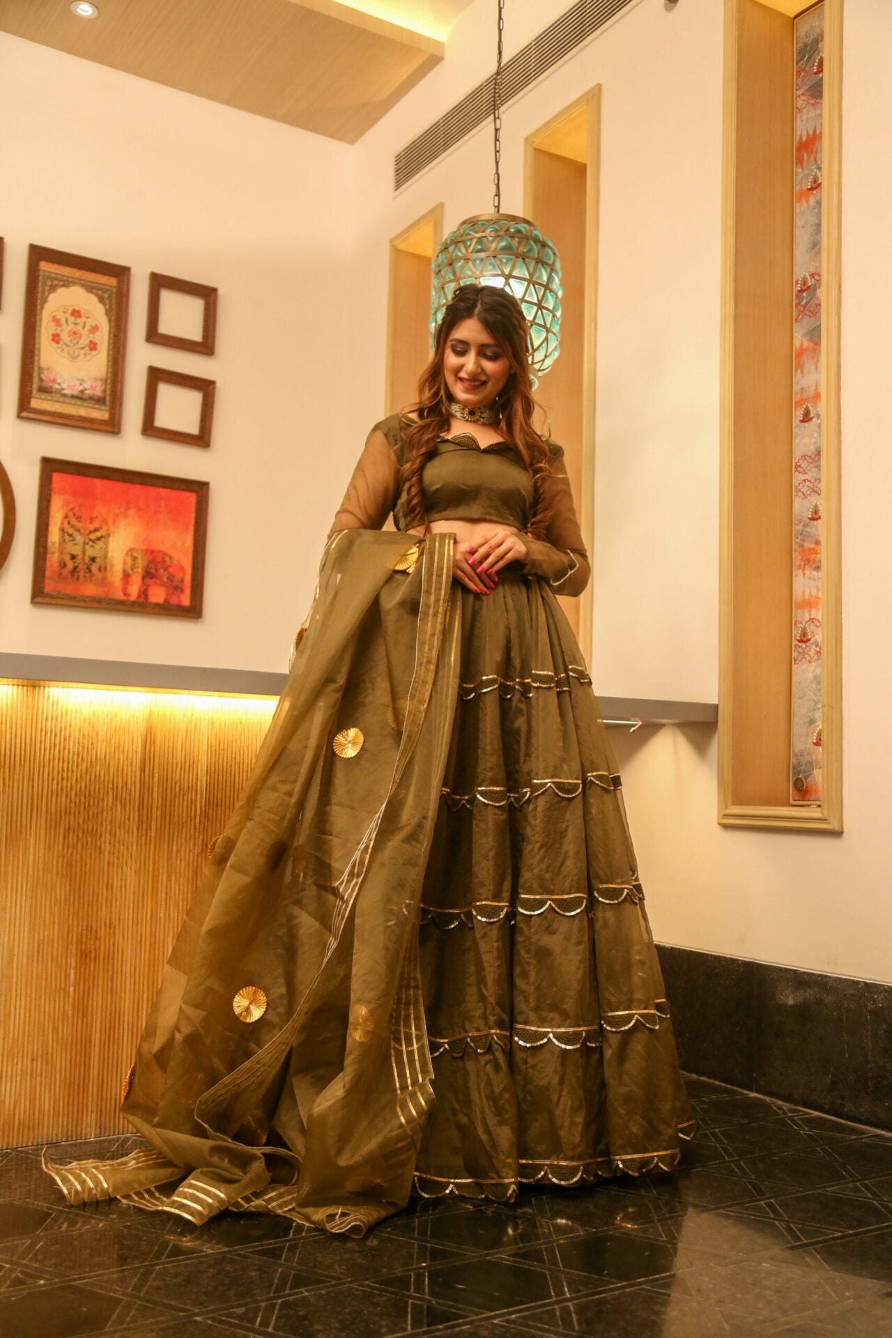 Idaho-o brown organza lehenga choli set – Women's - view 2