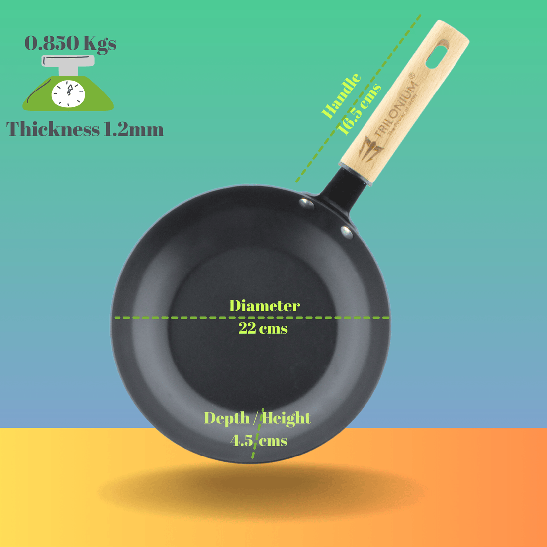 Trilonium Triple Seasoned Cast Iron CrockWok Kadhai | Gas & Induction Compatible | Black - view 24