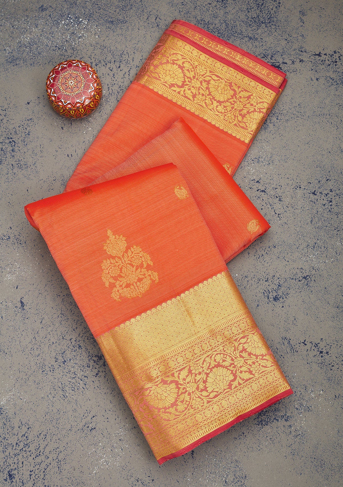Koskii Peach Zariwork Pure Silk Saree – Women's