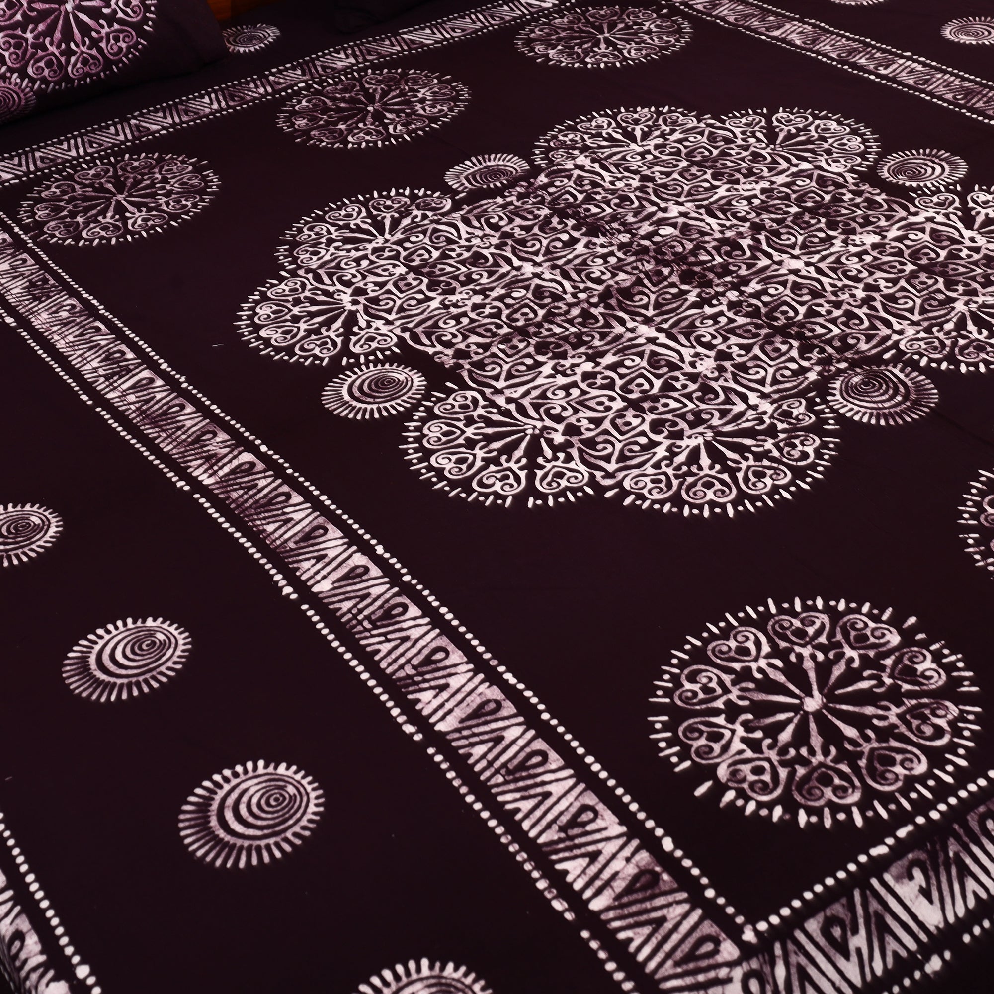 BATIK BY MD. SHARIFF Brown - Cotton Double Hand Batik Print Bed Sheet Set 45 - view 2