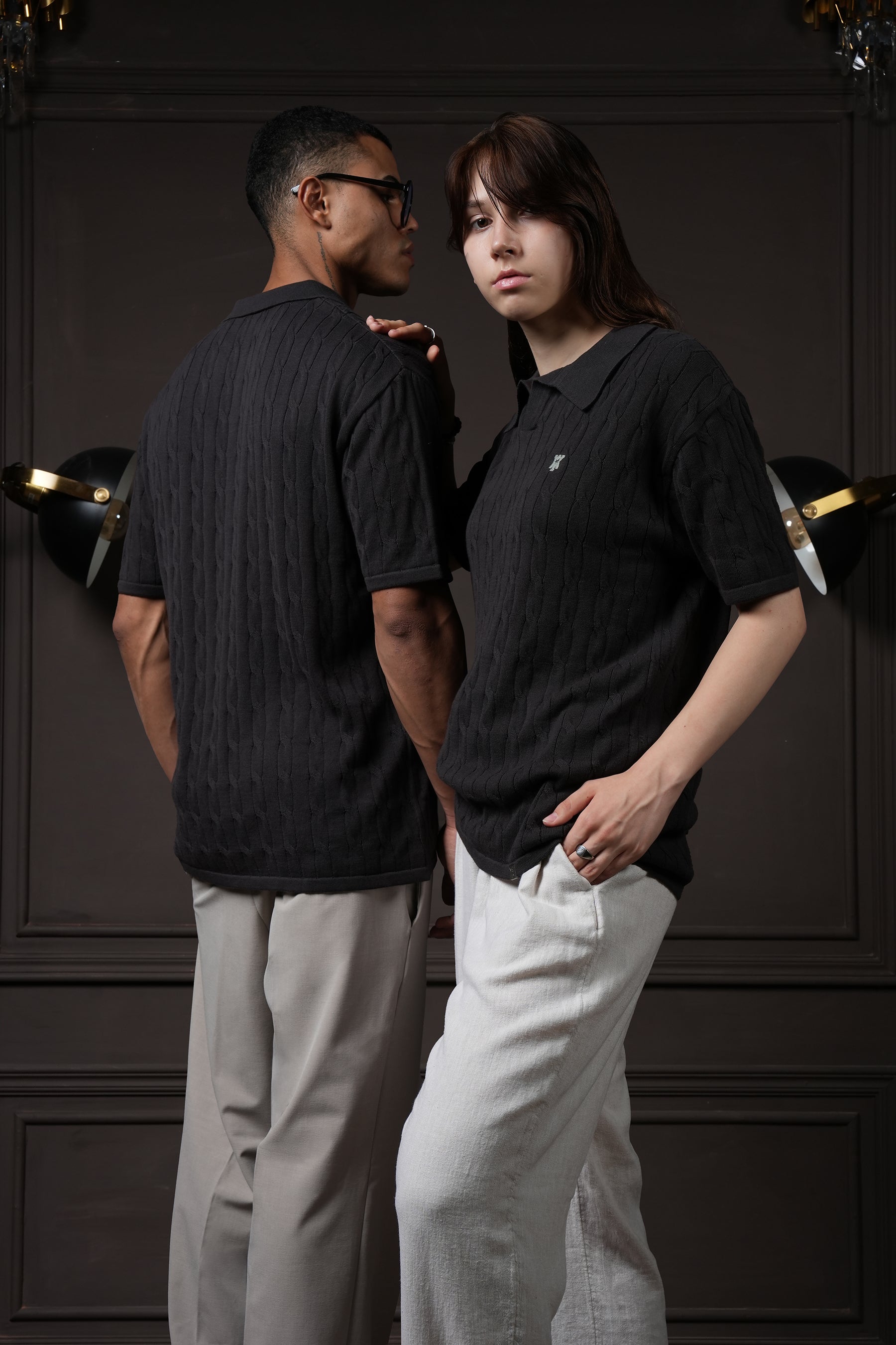 Y*all Pristine Cable Knit Polo - Shadow - view 8