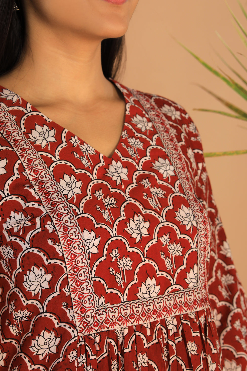 Kalanjali Ethnics Embroidered cotton Bagh block printed kurti - view 7