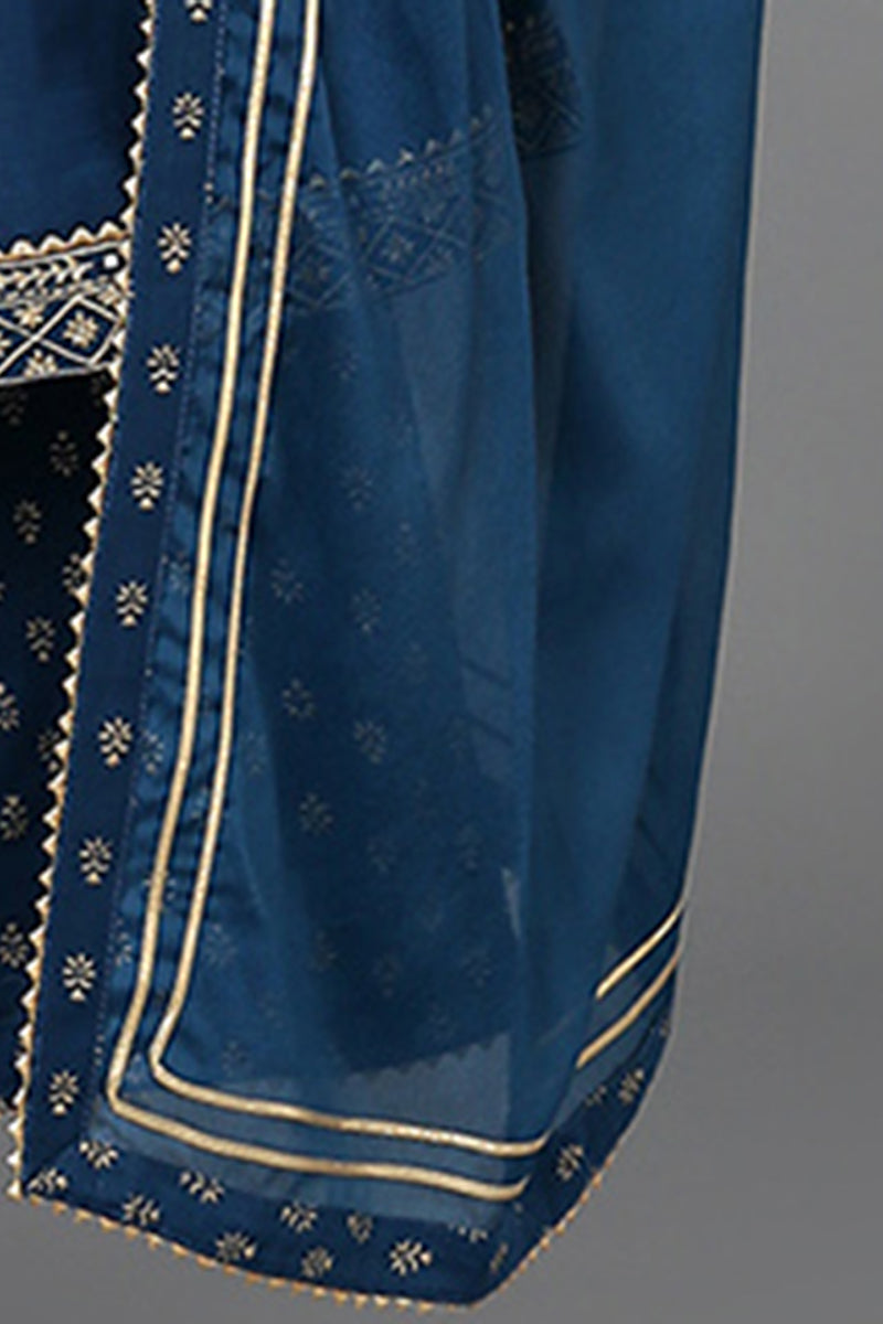 Ahika Teal Blue Silk Blend Ethnic Motifs Anarkali Suit Set PKSKD1930 - view 8