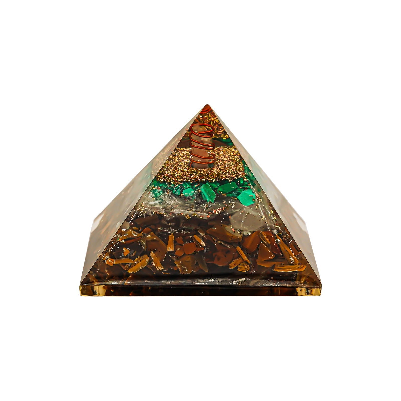 Gemsmantra Tiger Eye,Selenite,Malachite Pyramid - view 2