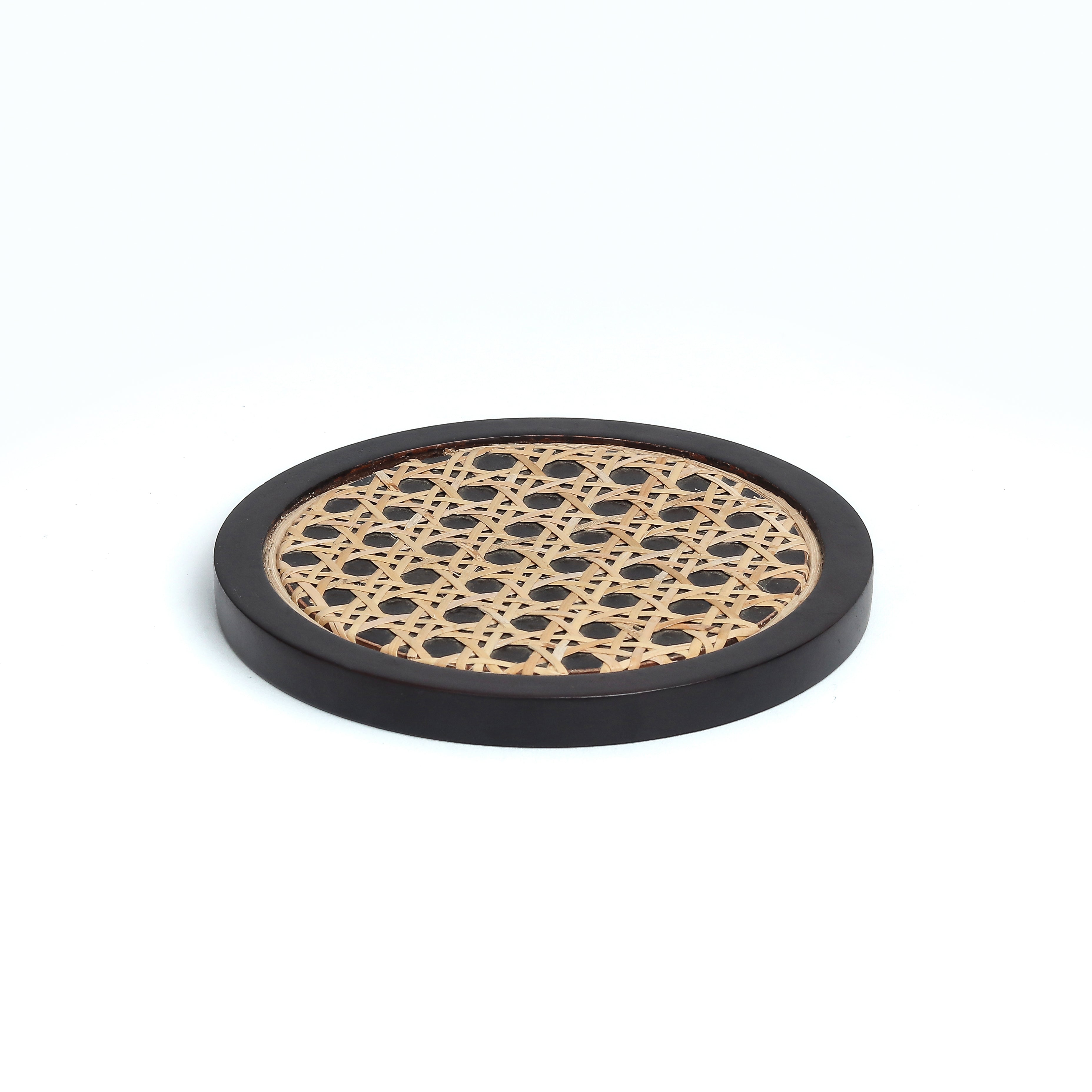 STUDIO TRATAKA Black - Rosemary Walnut Disc Wicker Trivet - view 2