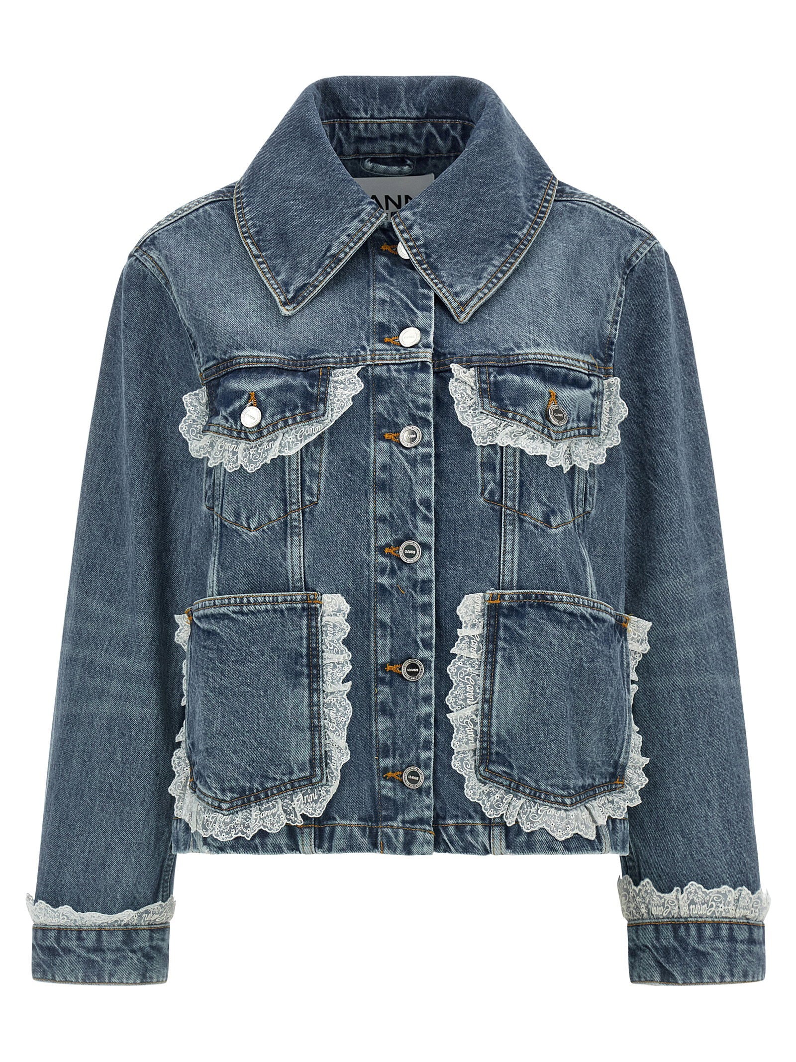 Ganni Denim And Lace Jacket – 100% cotton