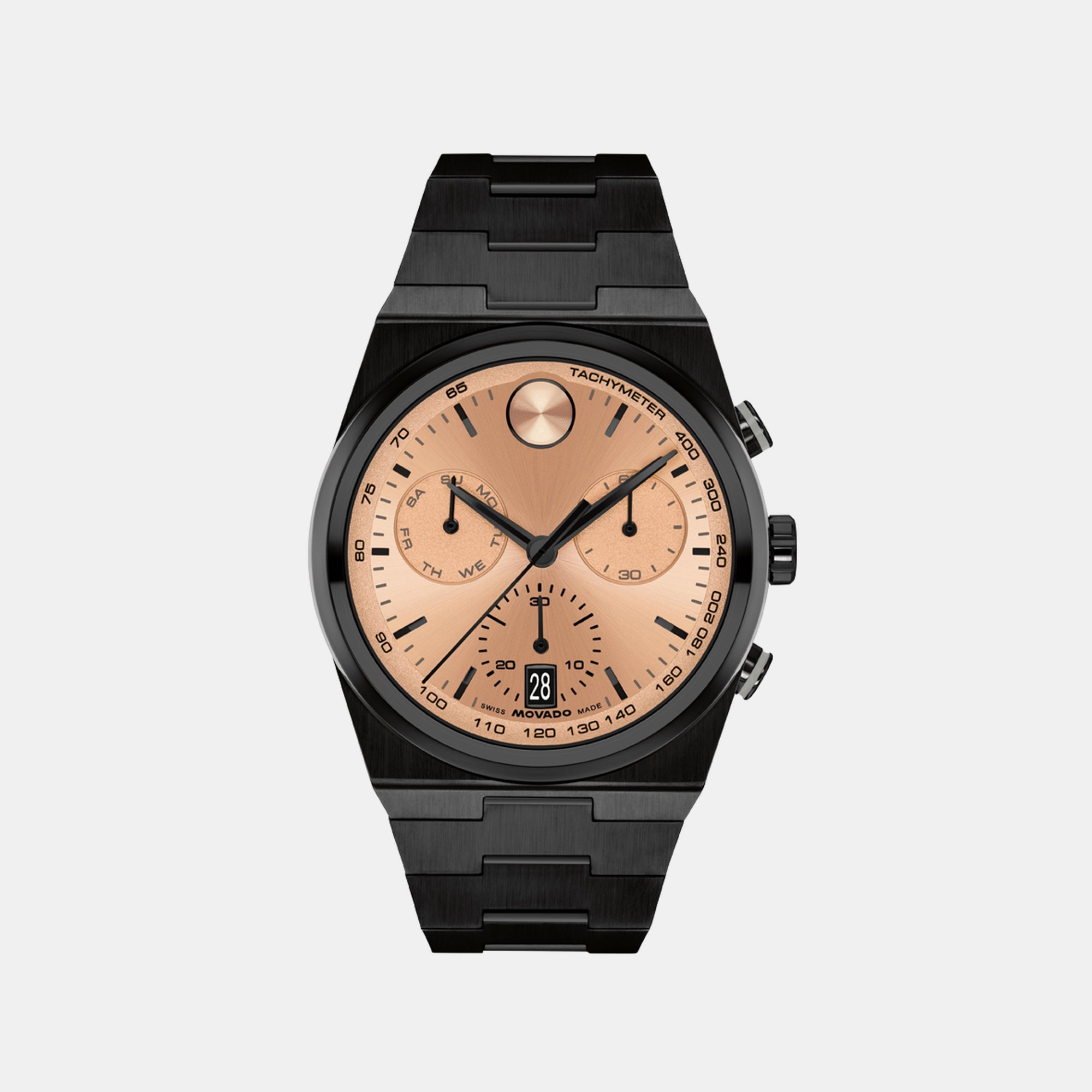 Movado Bold Quest Men Quartz Rose Gold Dial Chronograph Stainless Steel Watch 3601245