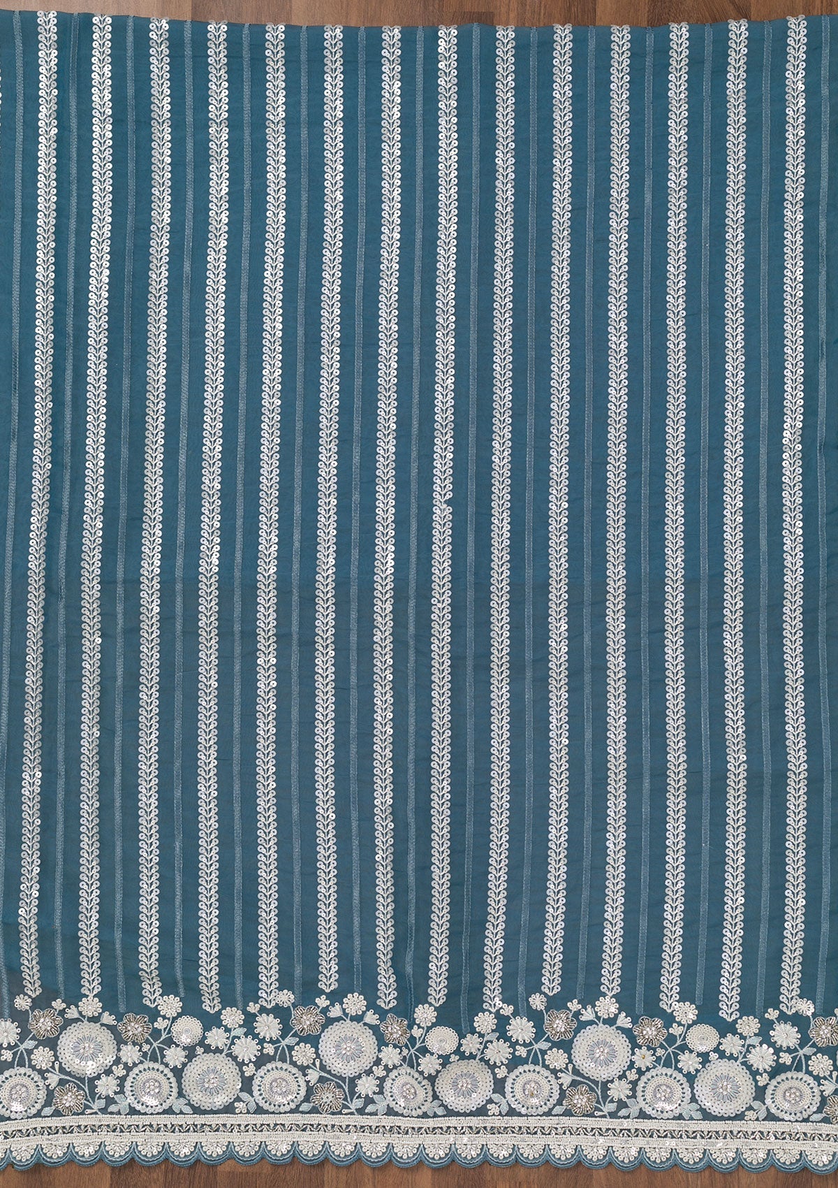 Koskii Blue Threadwork Tissue Unstitched Salwar Suit - view 4