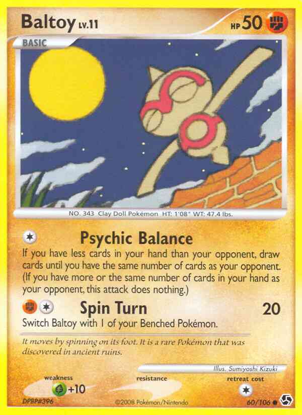 Common dp4-60 non-holo – Pokémon Baltoy - 60/106 - Common [dp4-60] [Non-Holo]