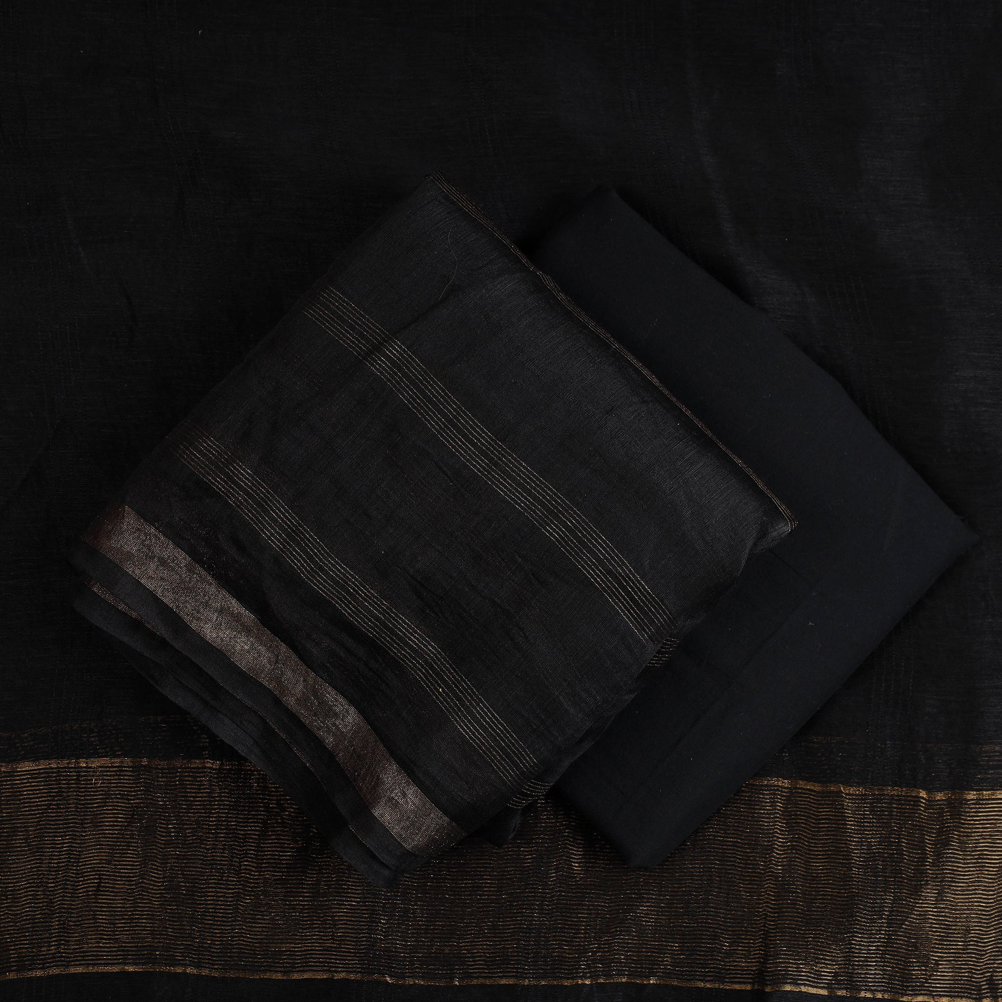 HAVELI CHRONICLES 3pc Linen Silk Handloom Plain Dress Material 02 - view 2
