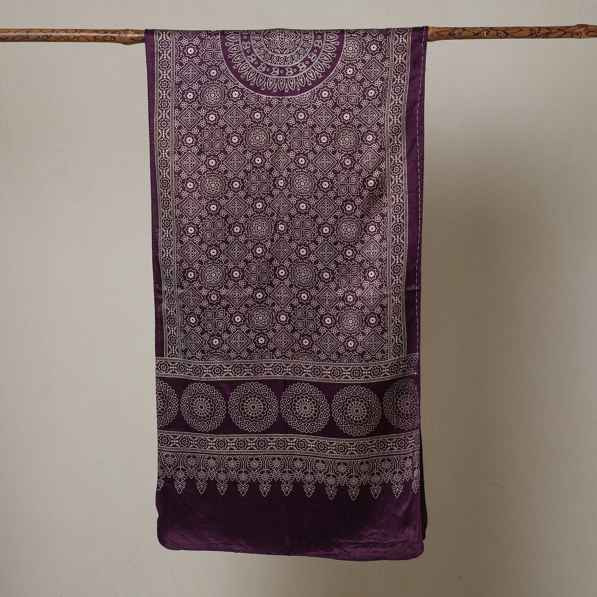 KACHCHH JI CHHAAP Purple - Ajrakh Printed Mashru Silk Stole 47 - view 2