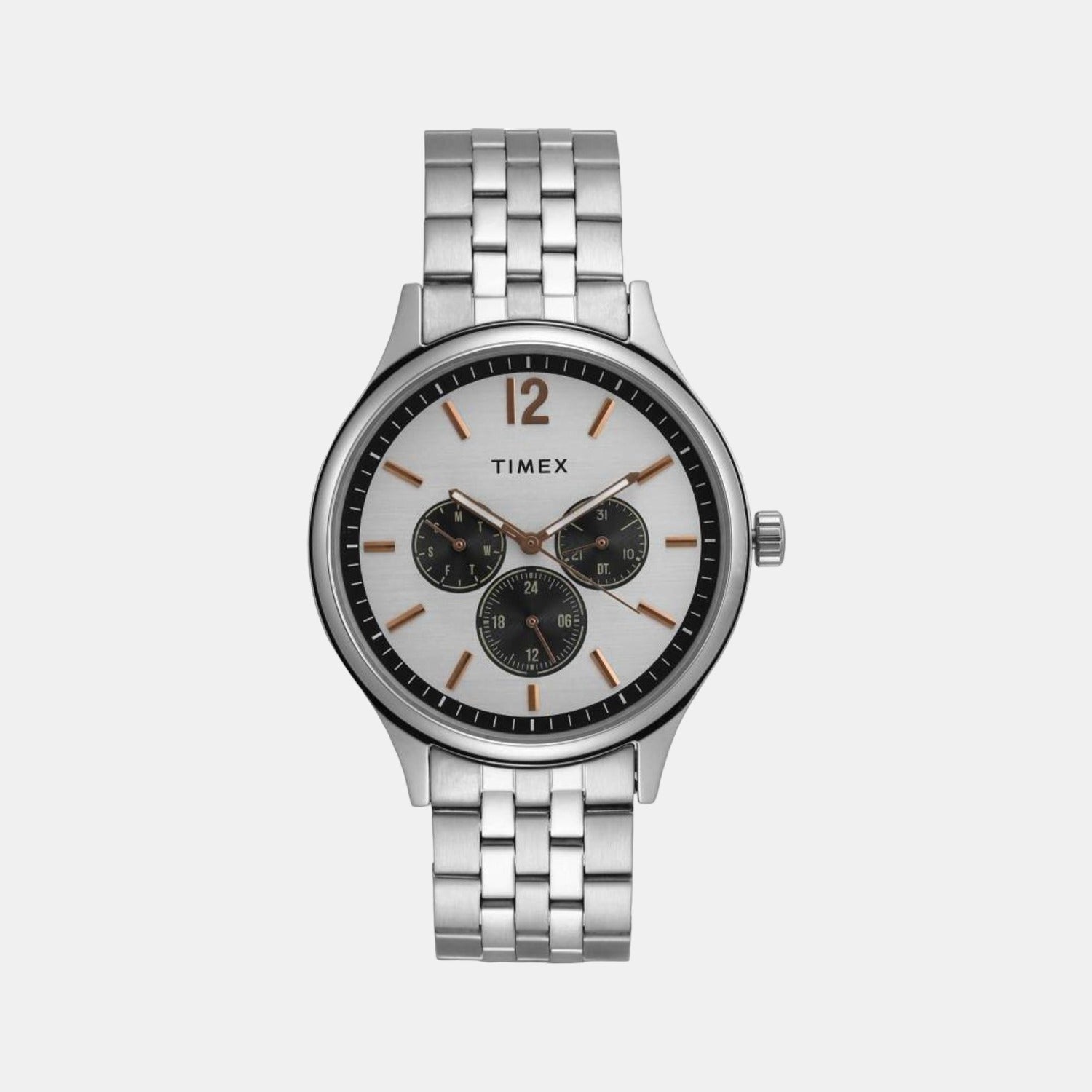 Timex Fashion Men Quartz Silver Dial Chronograph Stainless Steel Watch TWEG18407
