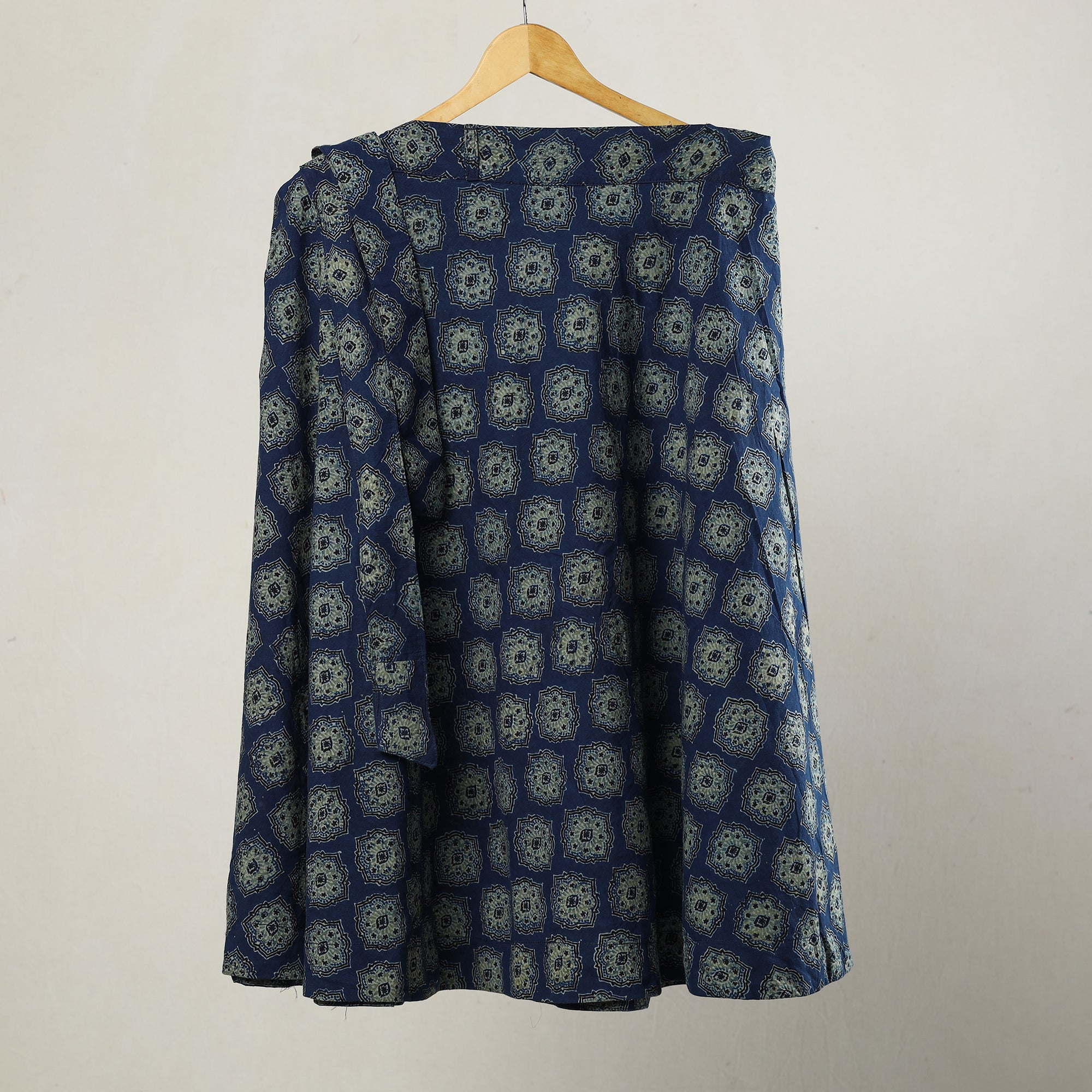NOORI BAZAR Blue - Ajrakh Block Printed Cotton Wrap Around Skirt 09