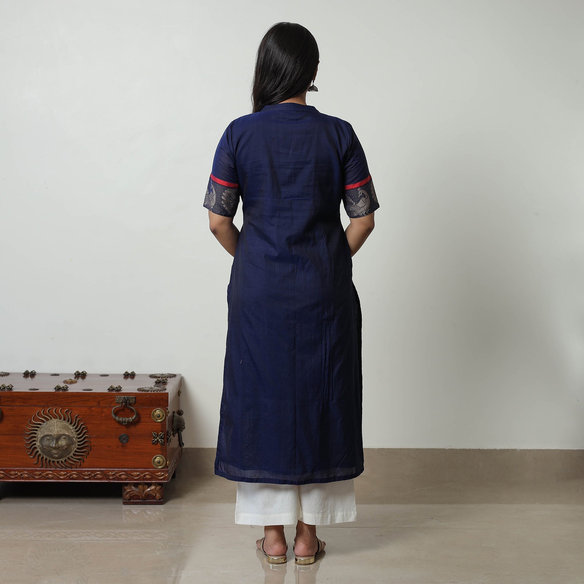 ITOKRI CASUALS Blue - Dharwad Mercerised Cotton Straight Kurta 21 - view 4