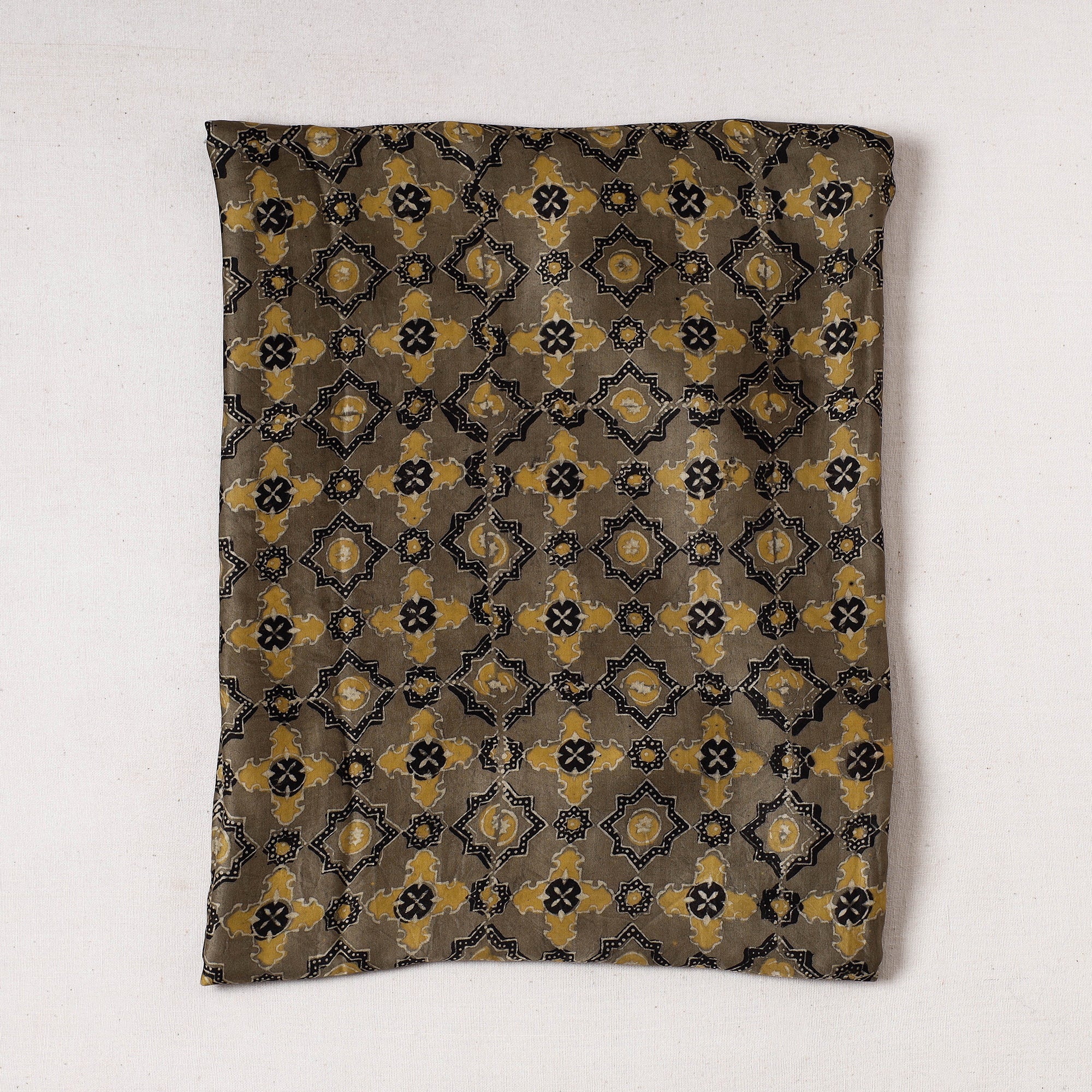 KACHCHH JI CHHAAP Brown - Ajrakh Block Printed Modal Silk Precut fabric - (0.8 meter)