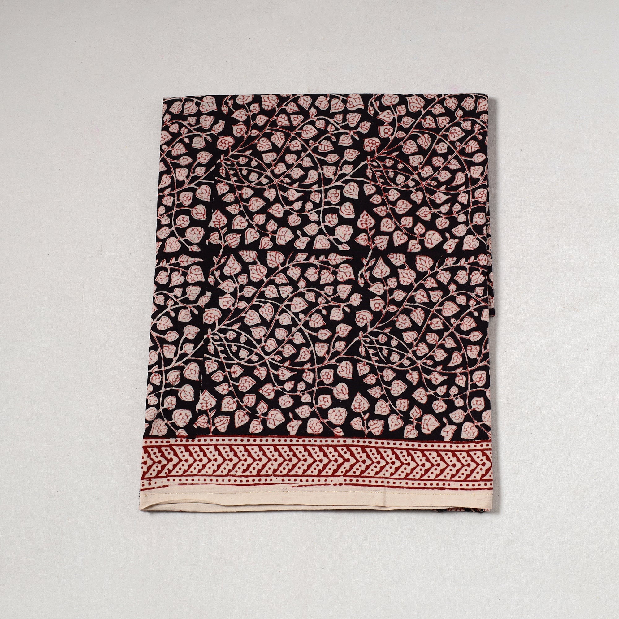 BAGH PRINTS BY UMAR FARUK KHATRI Black - Bagh Block Printed Cotton Precut Fabric (1 Meter) 55