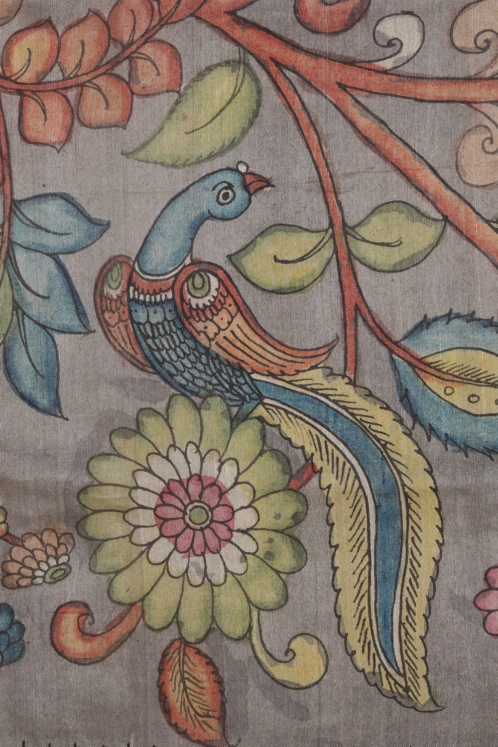 Kalanjali Kalamkari Hand-Painted Tussar Silk Saree - view 2