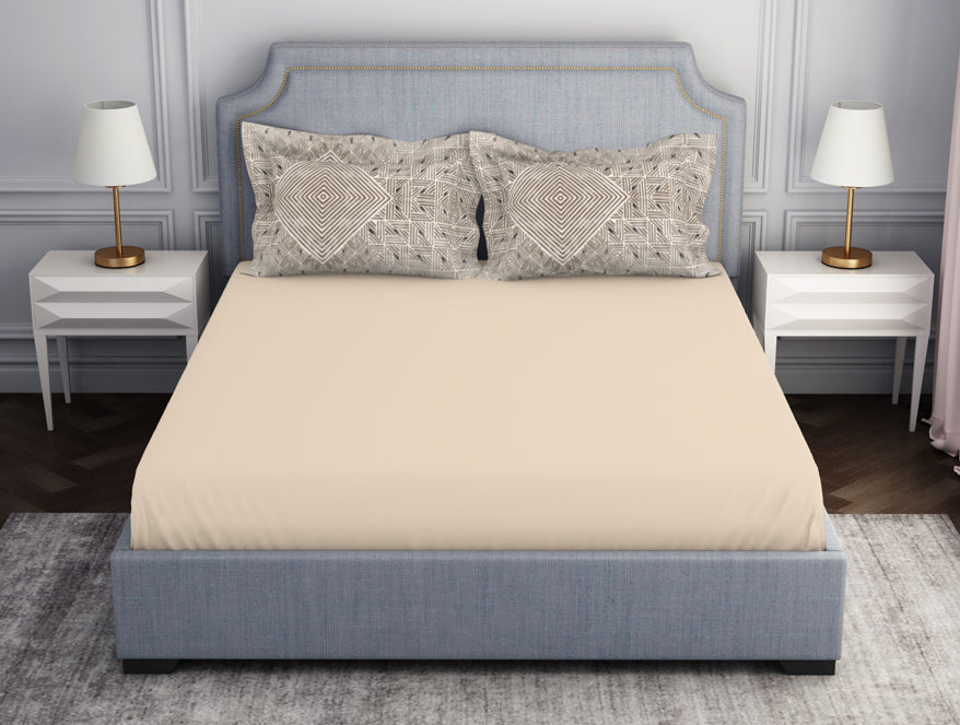 Spaces India Tonalelgence Ornate Brown 100% Cotton King Size Bedsheet - Essentials by Spaces