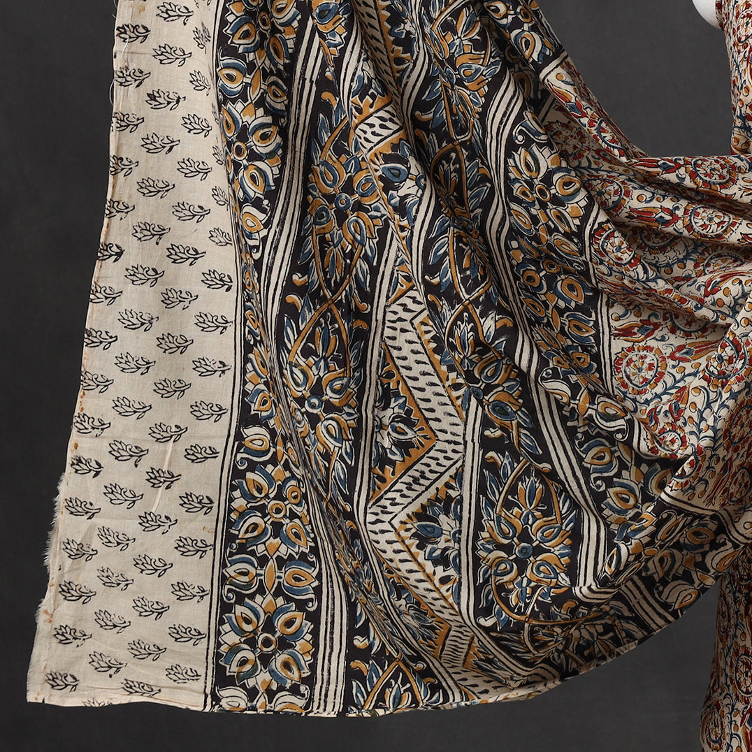 VENKATA BHANU KALAMKARI PEDANA Brown - 2pc Pedana Kalamkari Block Printed Cotton Suit Material Set 10 - view 4