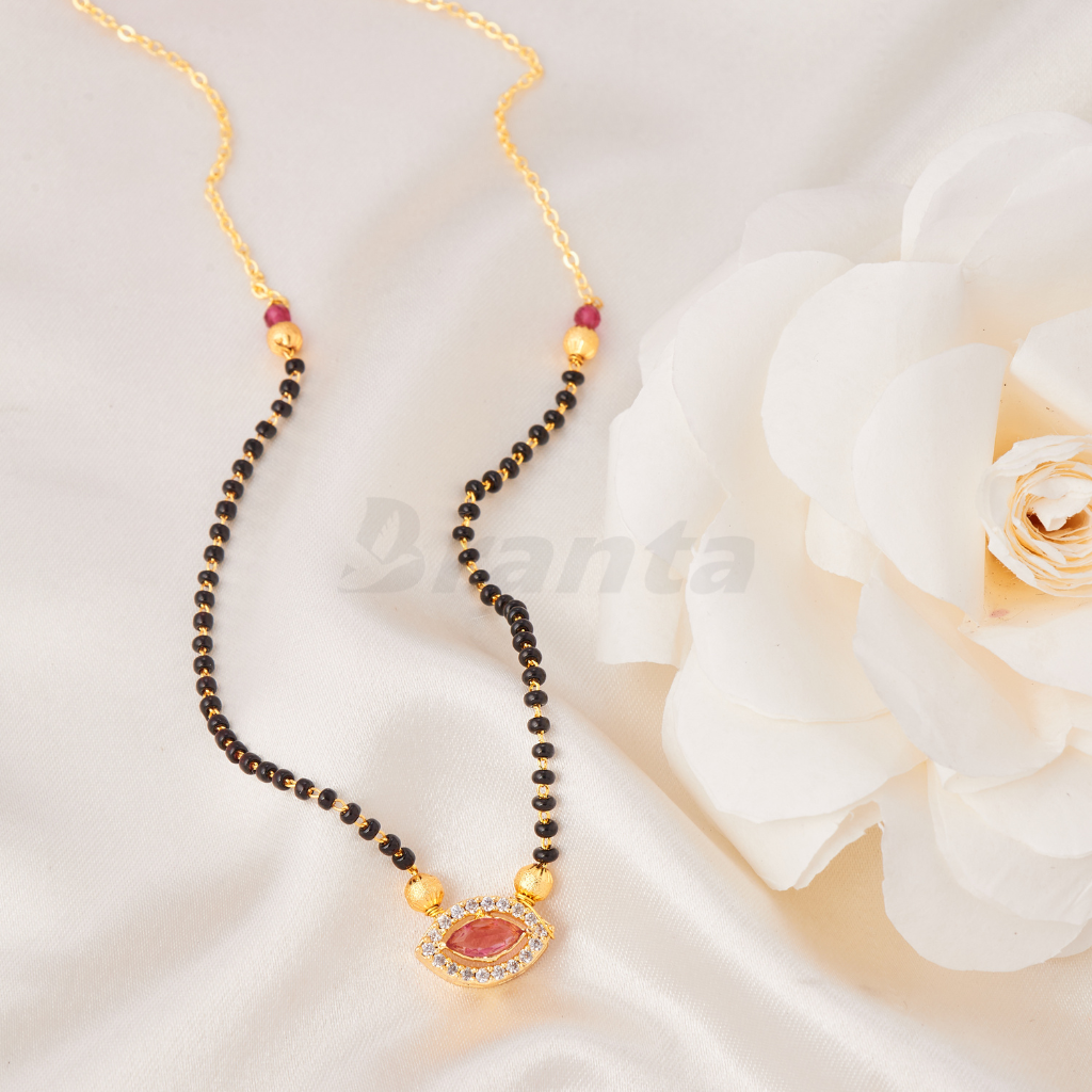 Branta Pink Marquise Diamond Mangalsutra For Women - view 2