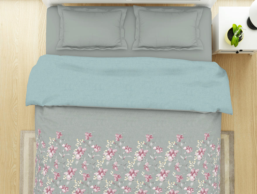 Spaces India Floral Moon Rock - Grey 100% Cotton Shell Double Quilt / AC Comforter - Bohemia By Spaces - view 3