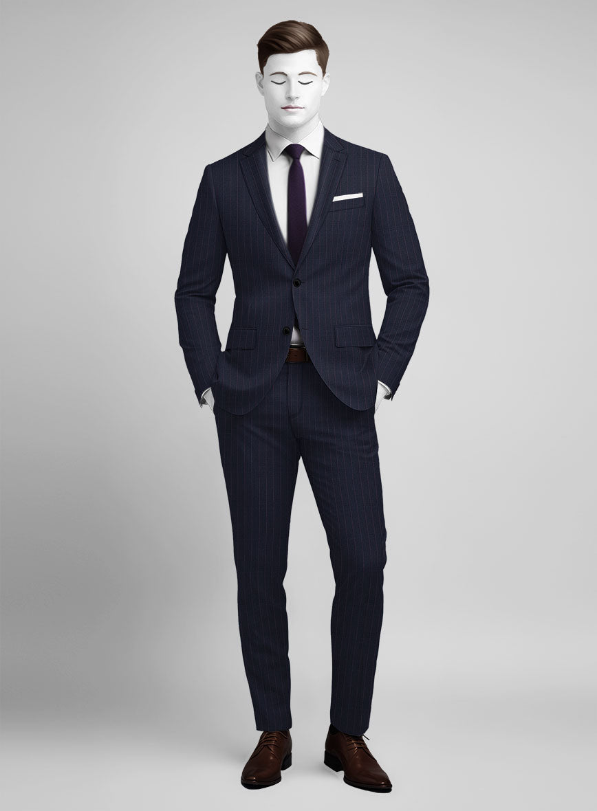 StudioSuits Napolean Abelino Stripe Blue Wool Suit